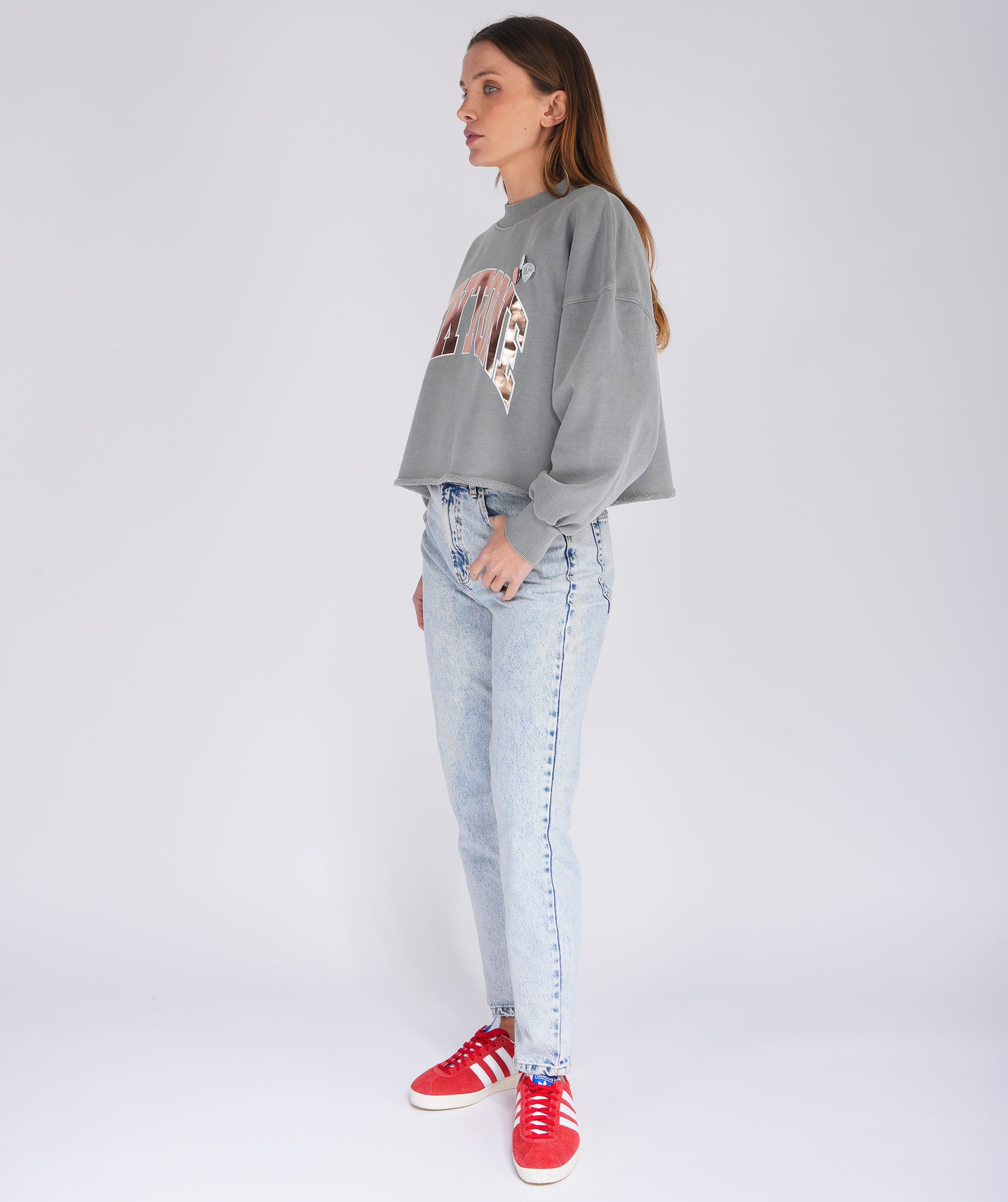 Sweatshirt crop porter grey "TONE SS25