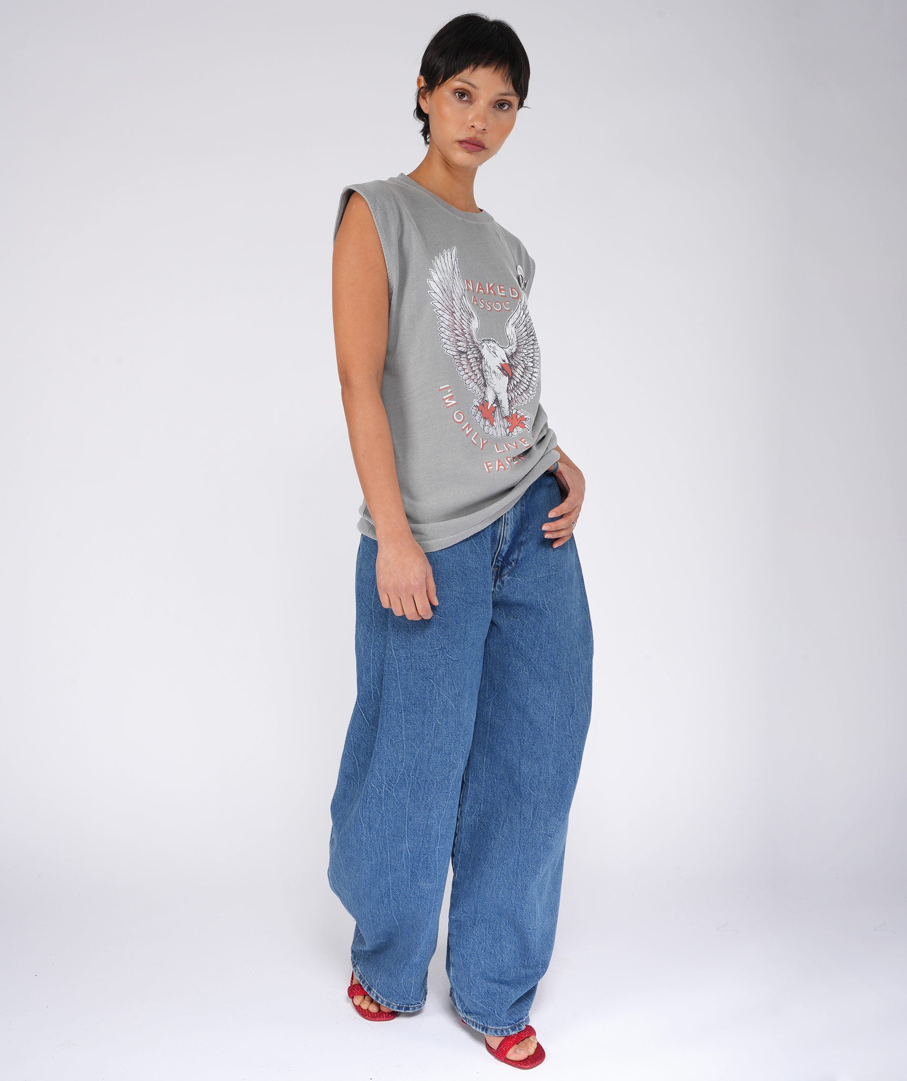 NAKED" grey biker tee shirt