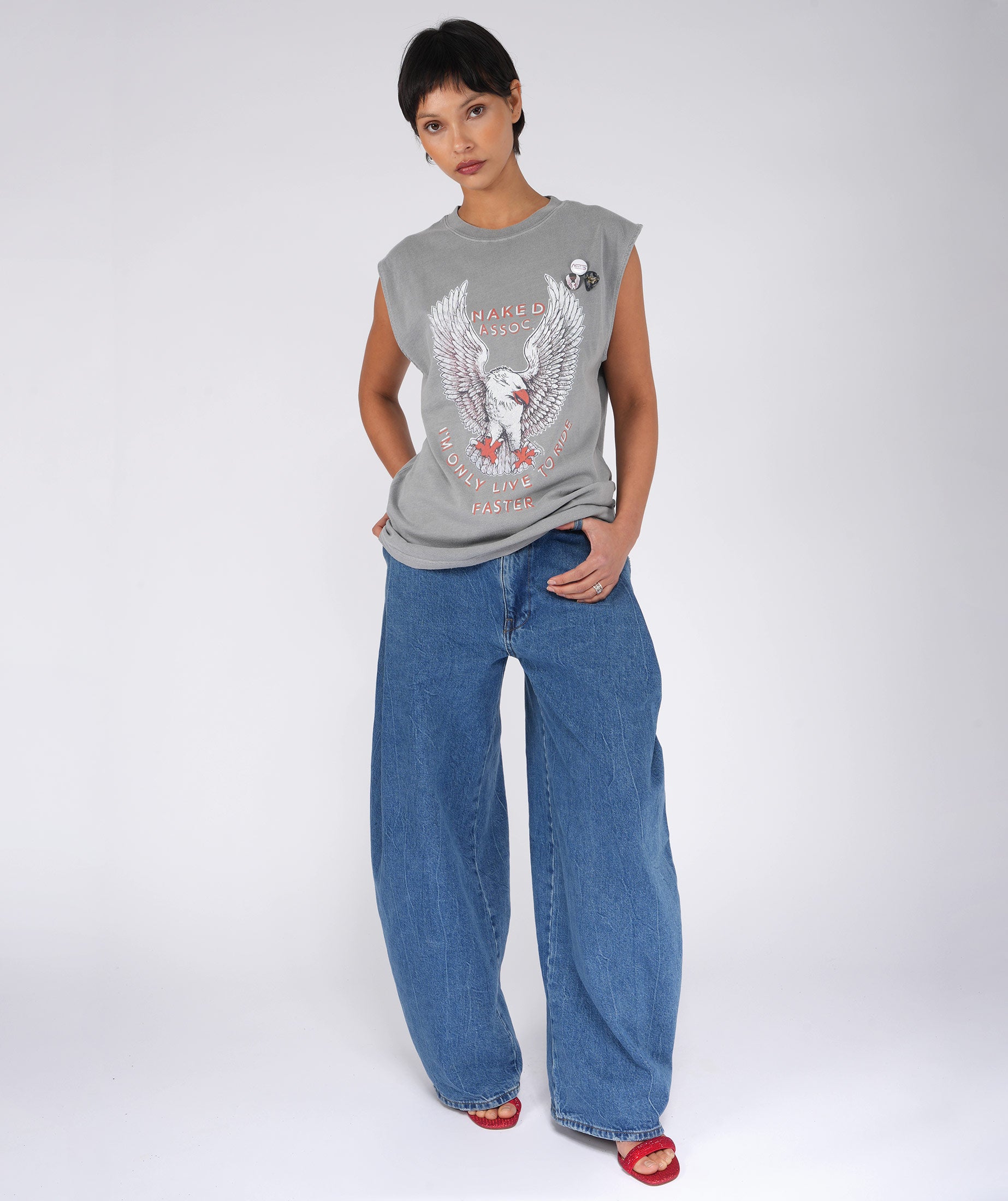 NAKED" grey biker tee shirt