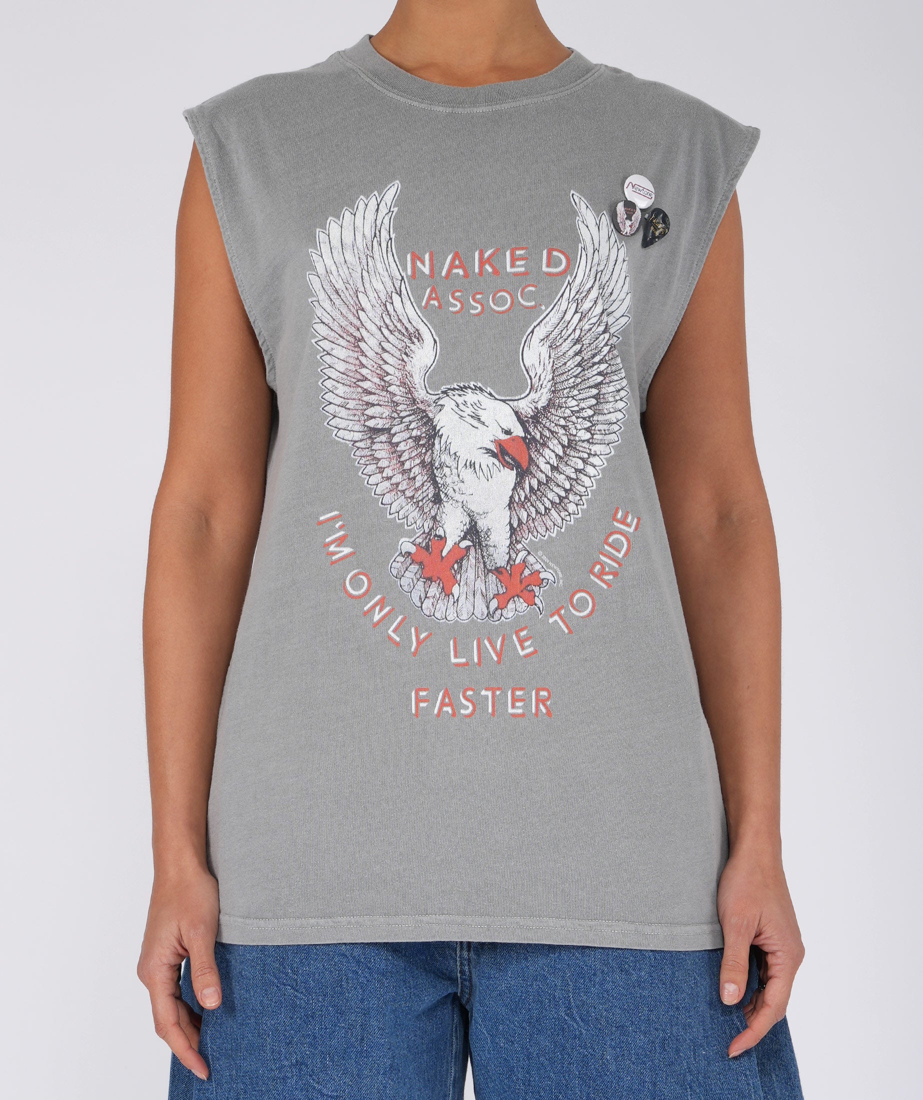 NAKED" grey biker tee shirt