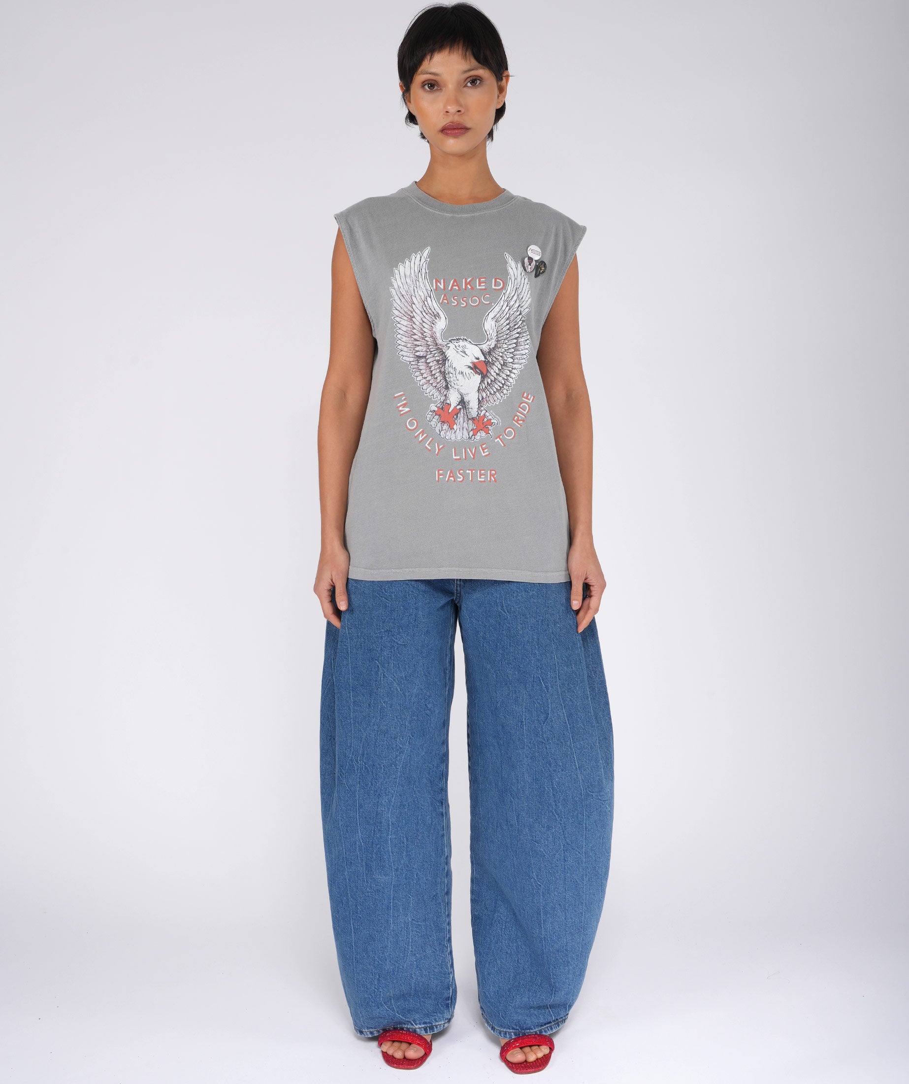 NAKED" grey biker tee shirt