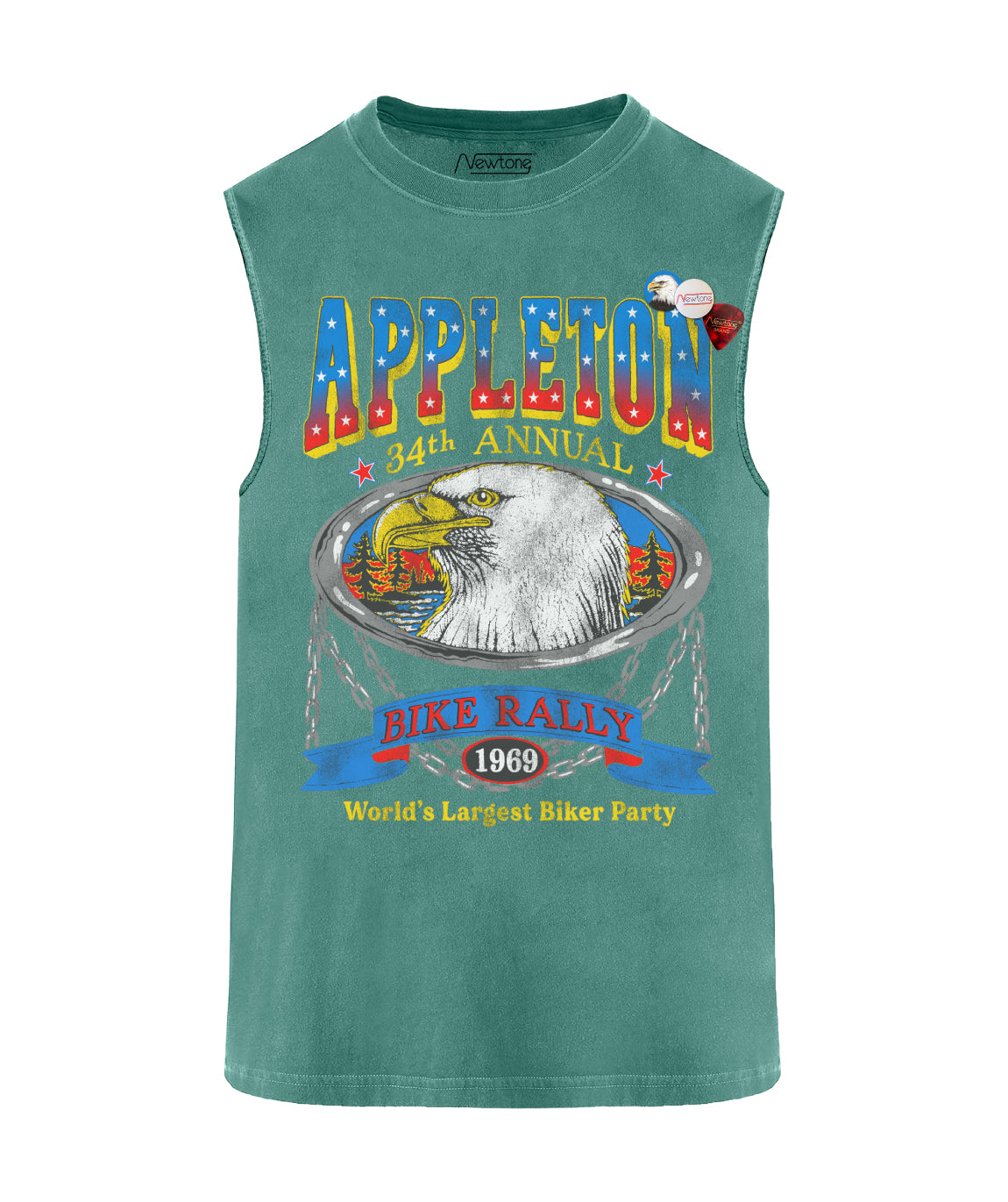 APPLETON" light green biker tee shirt