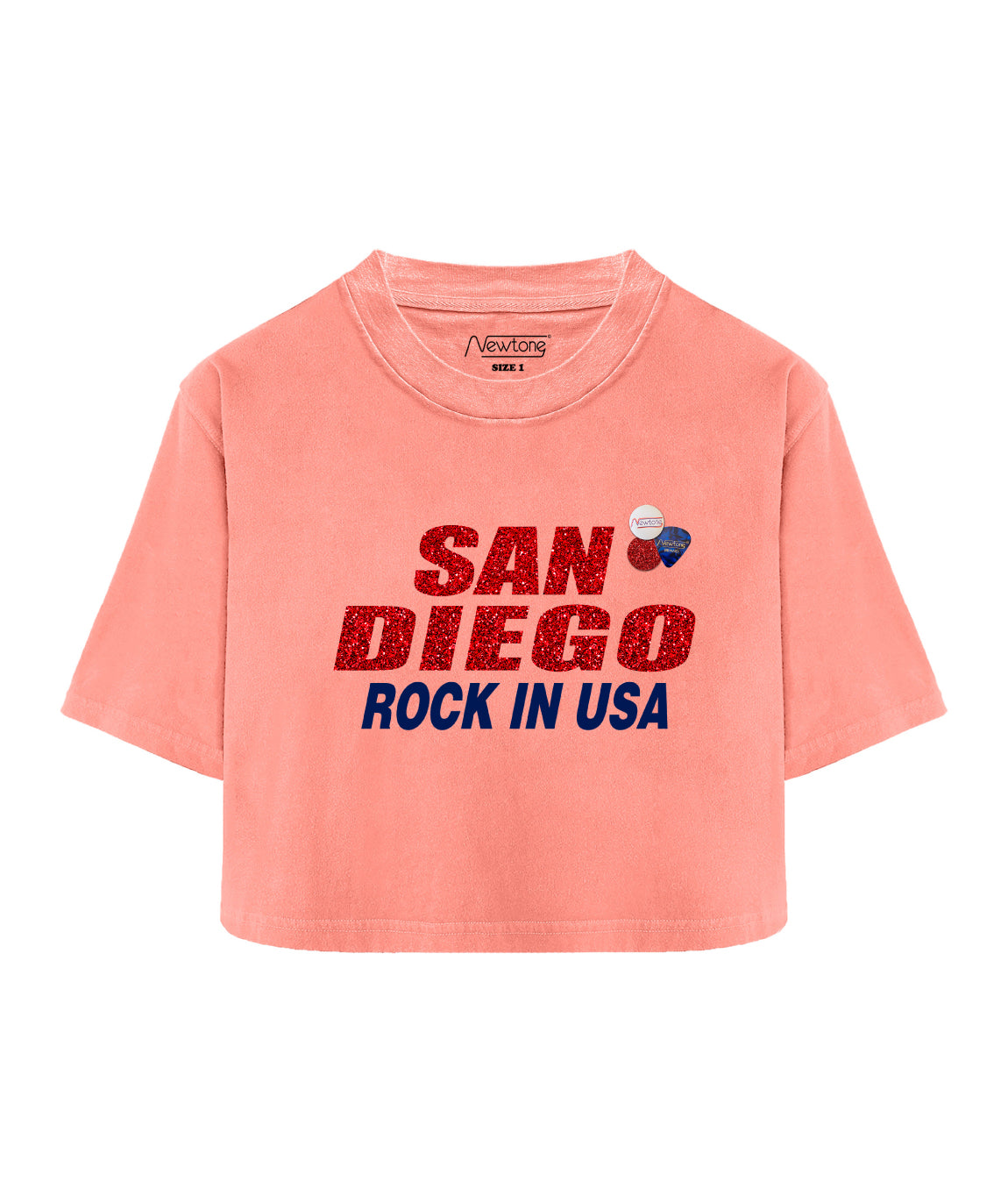 CITY" coral crop crooper tee shirt