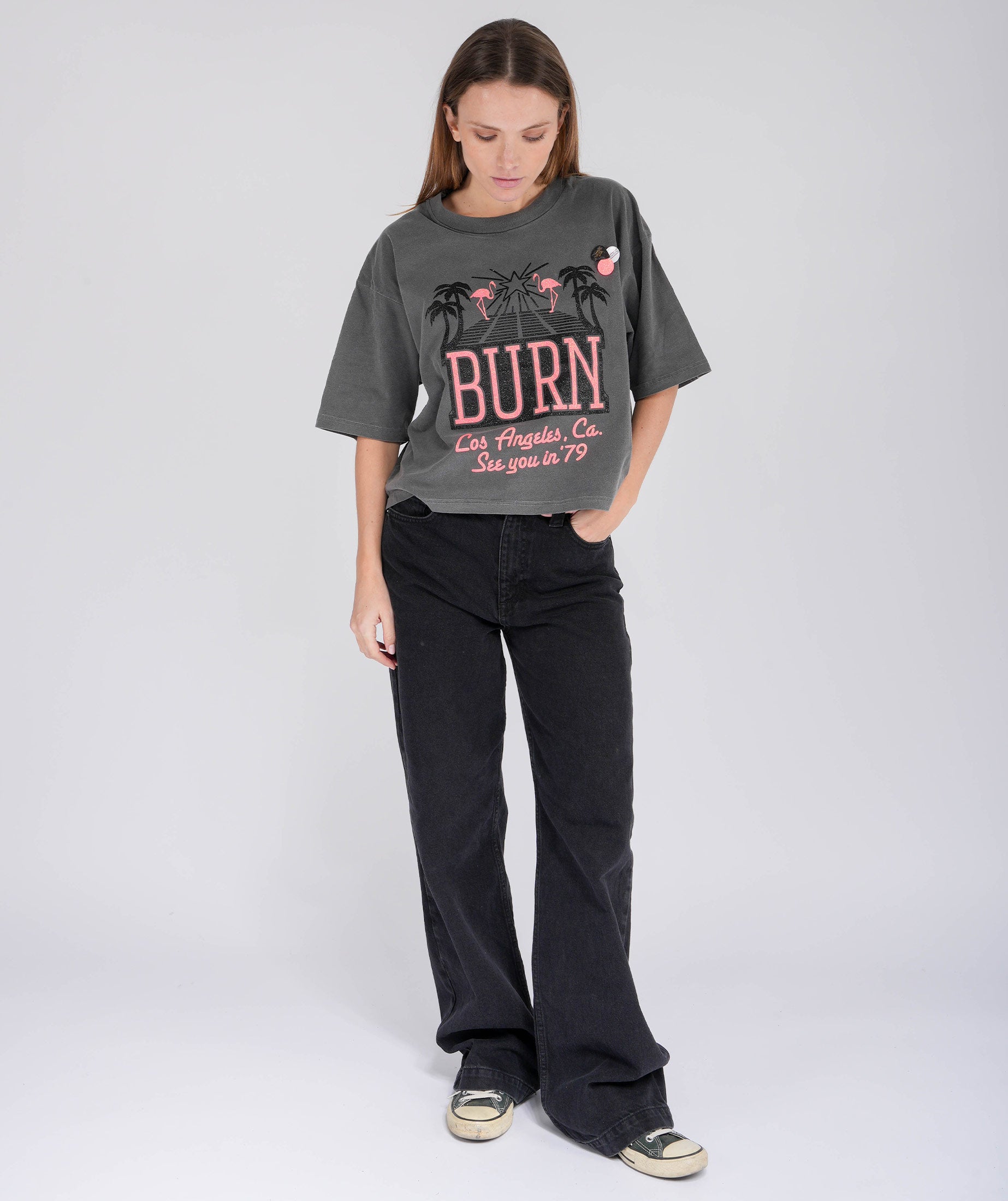 SEE YOU" crop crooper pepper tee shirt