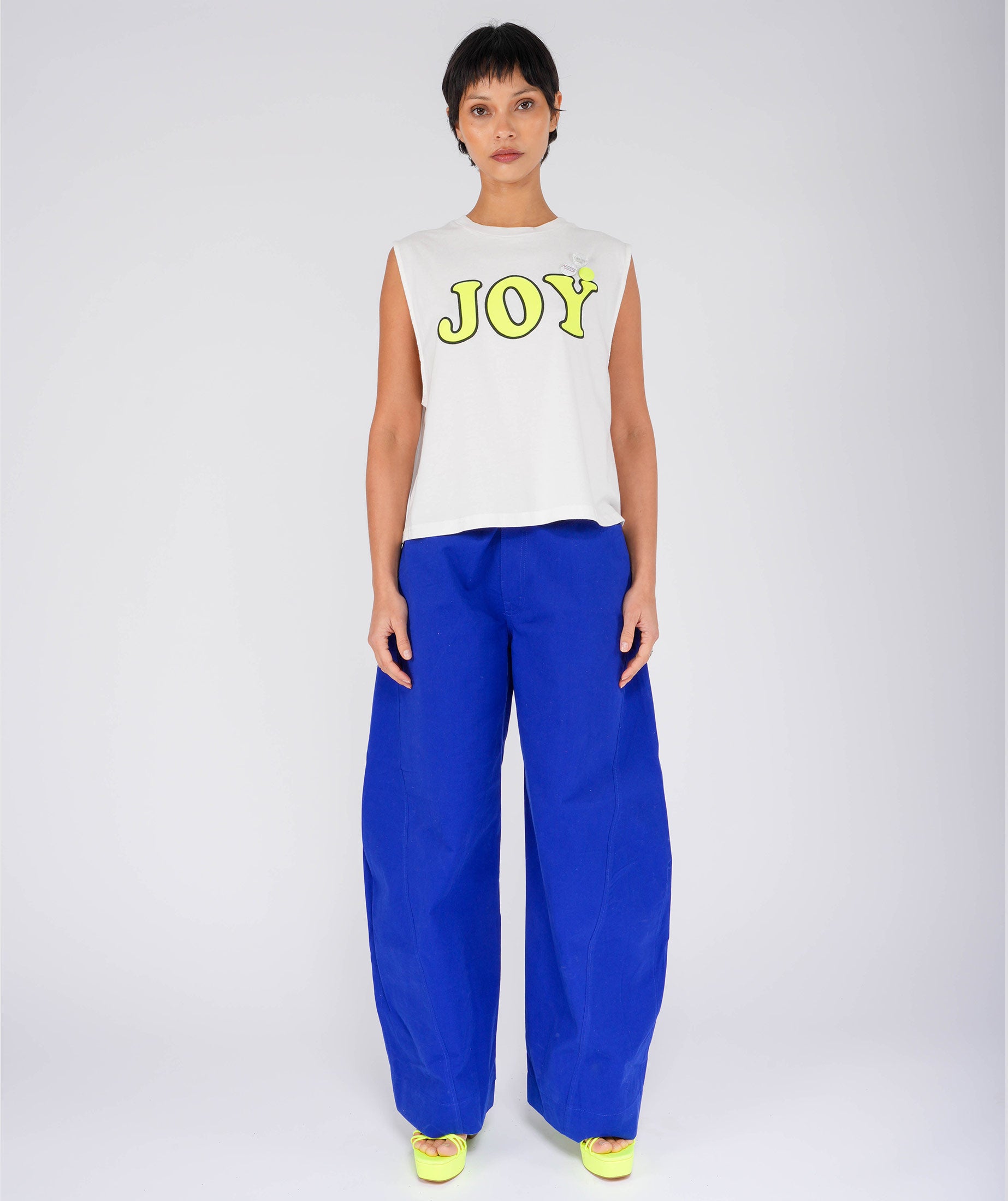 JOY" dyer dirty white tee shirt