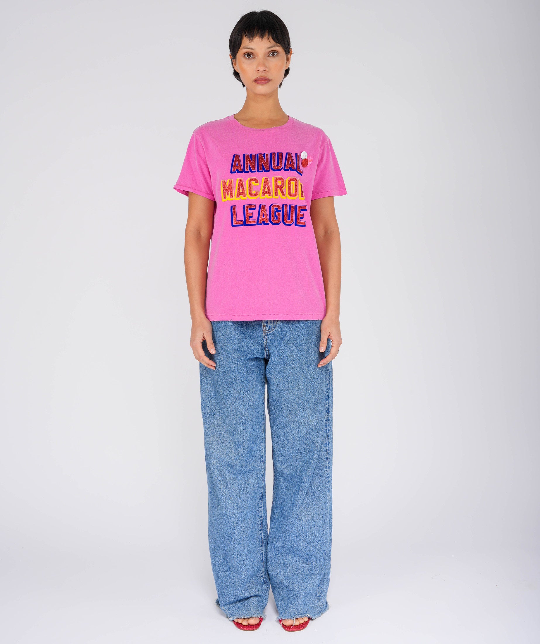 MACARONI" starlight fuschia tee shirt