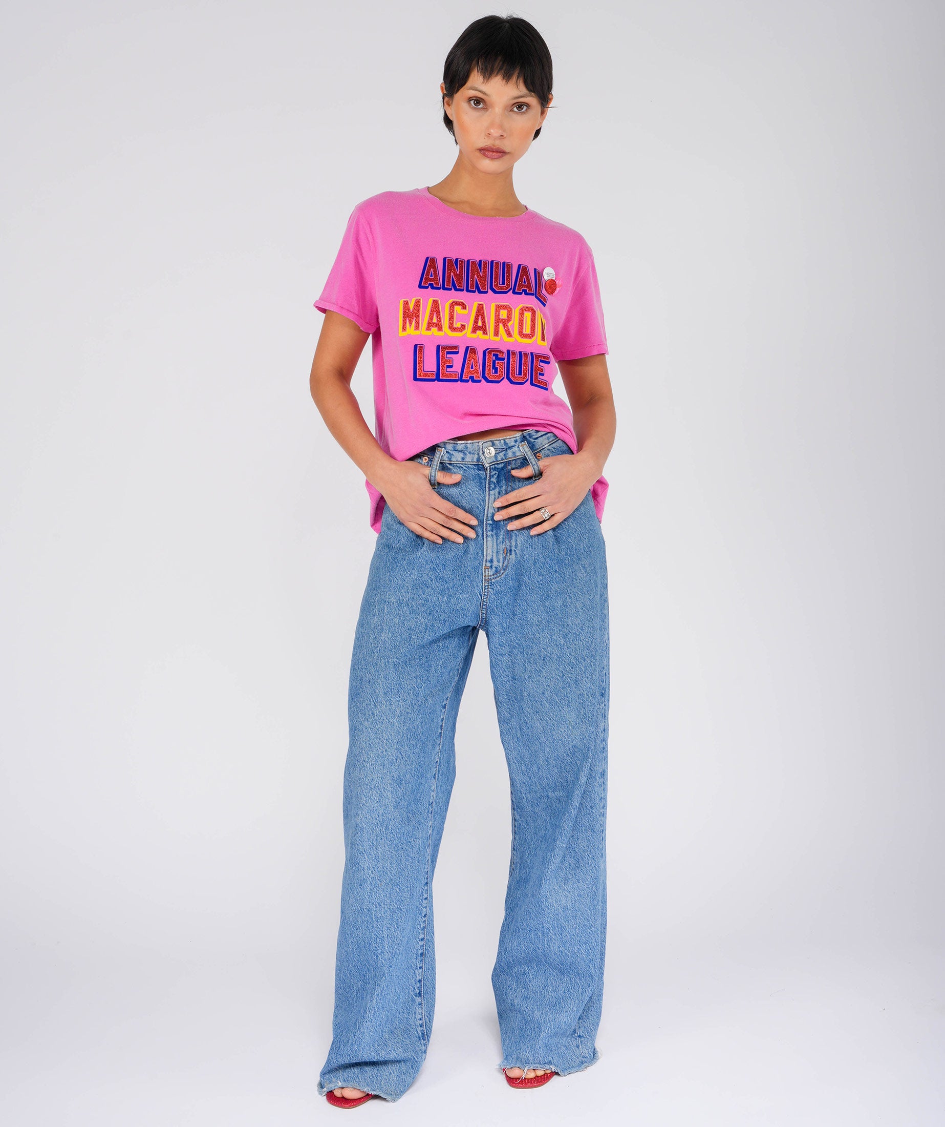 MACARONI" starlight fuschia tee shirt