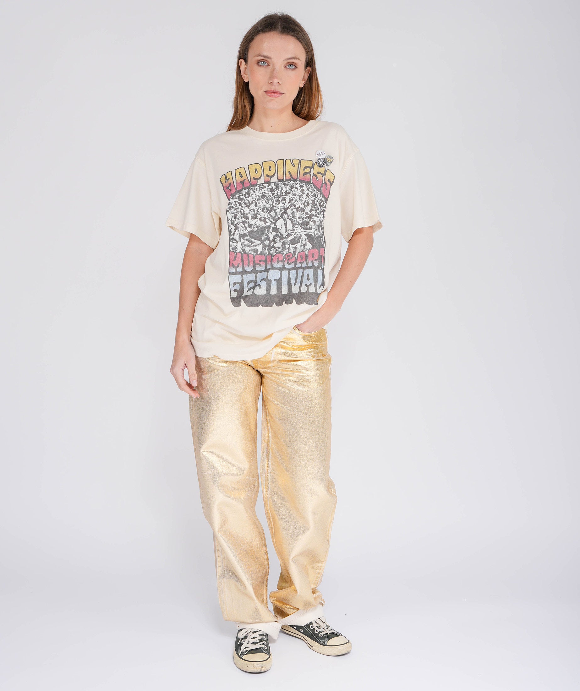 THREEDAYS" natural trucker tee shirt