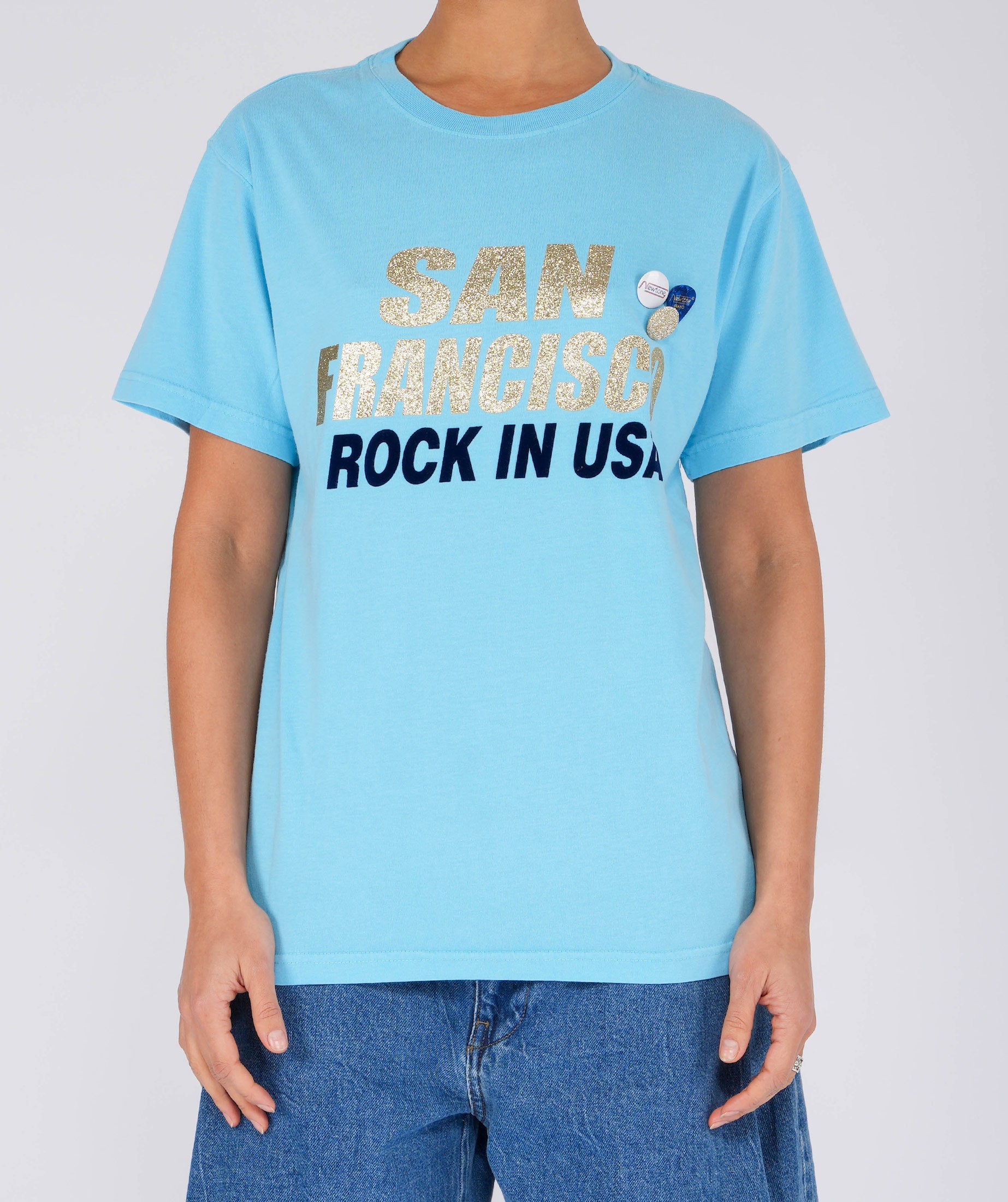 CITY SS25 pool blue trucker tee shirt