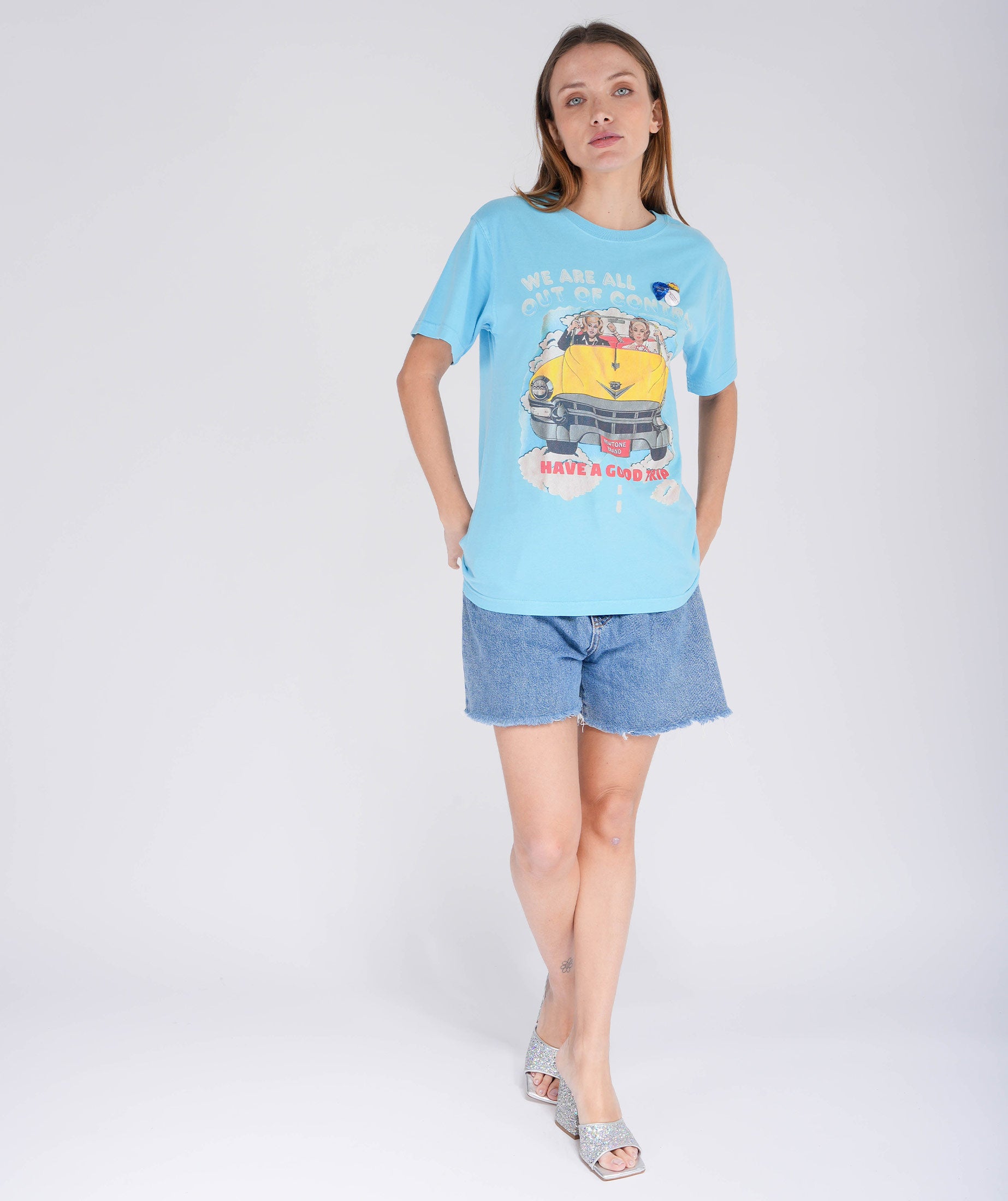 CONTROL" pool blue trucker tee shirt