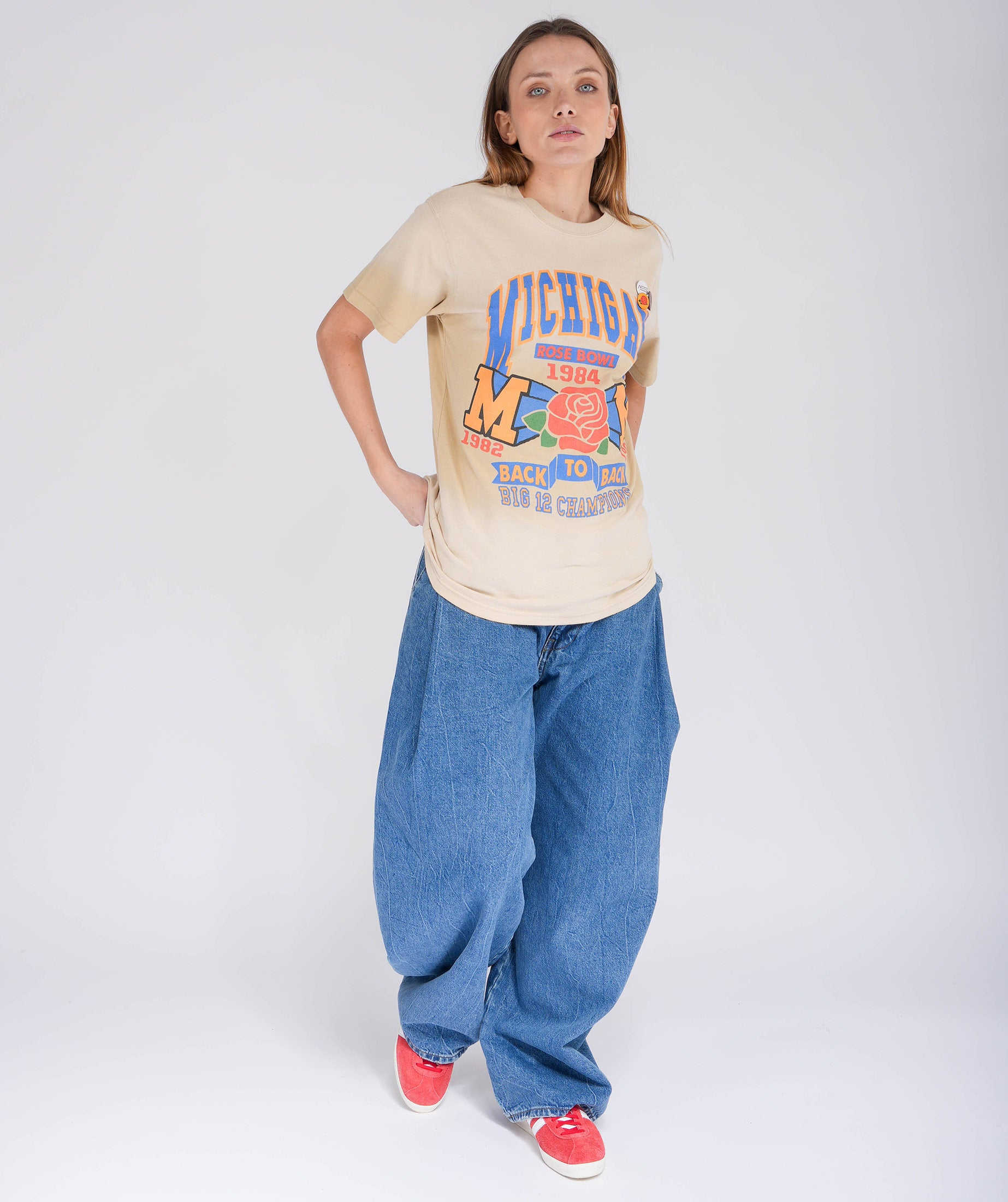 ROSE" vintage natural trucker tee shirt