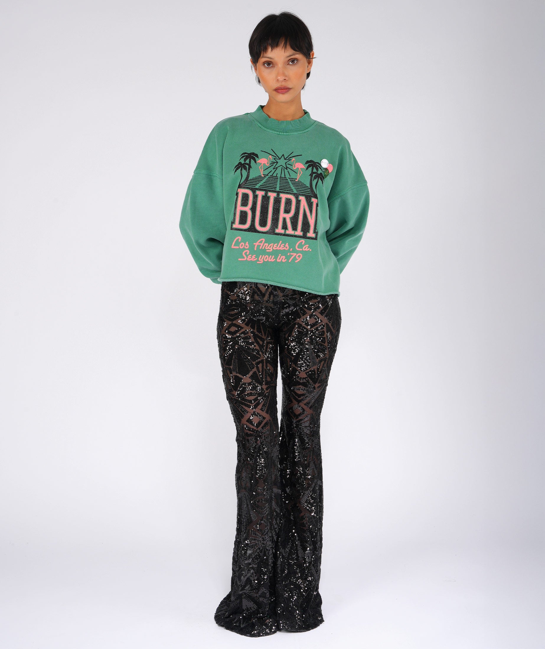 SEE YOU" apple crop sweatshirt