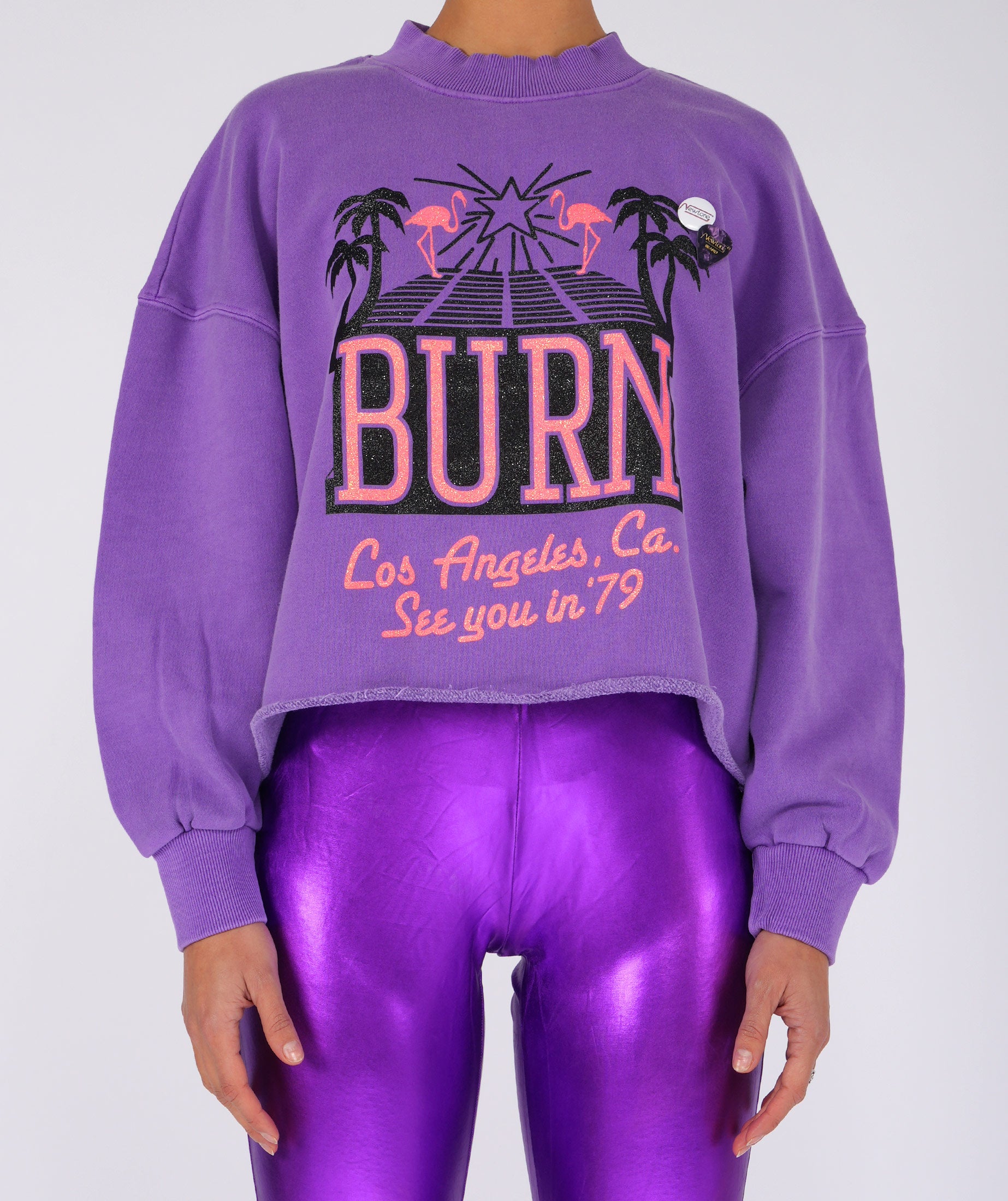 SEE YOU" crop wear purple sweatshirt
