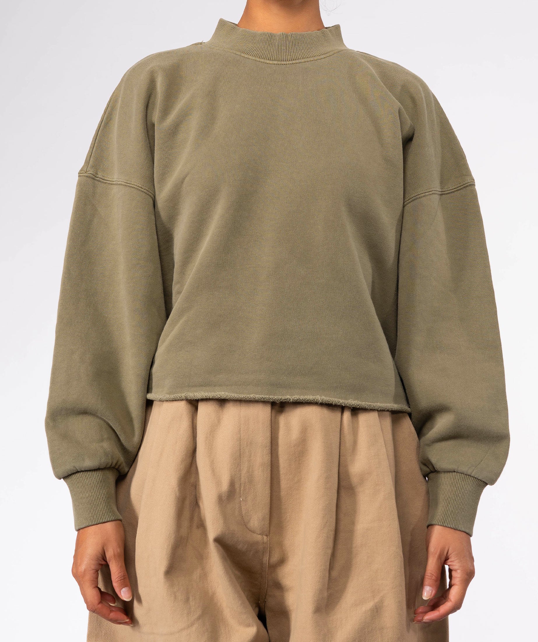 Khaki "DAILY" crop sweatshirt