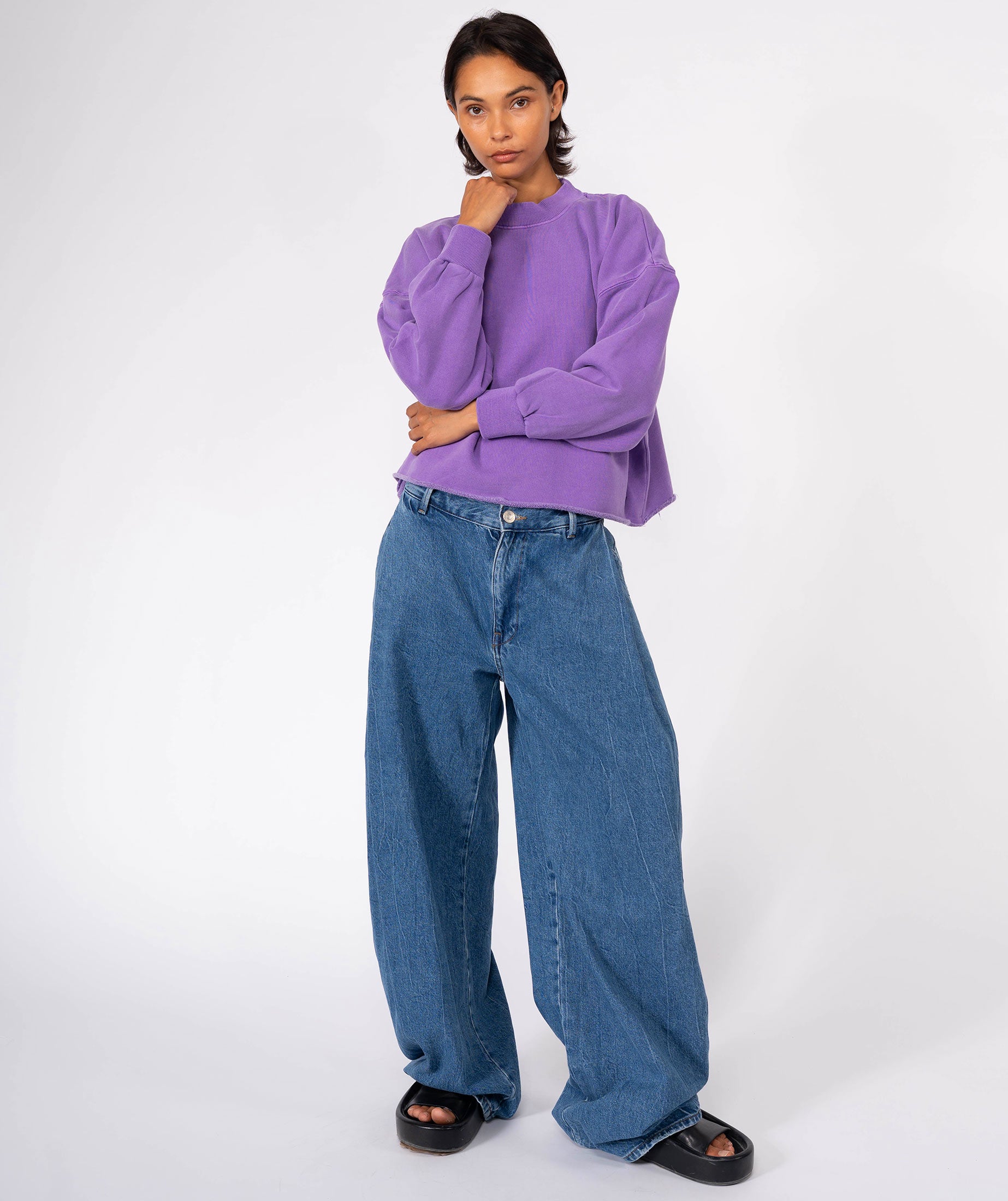 Purple "DAILY" crop sweatshirt