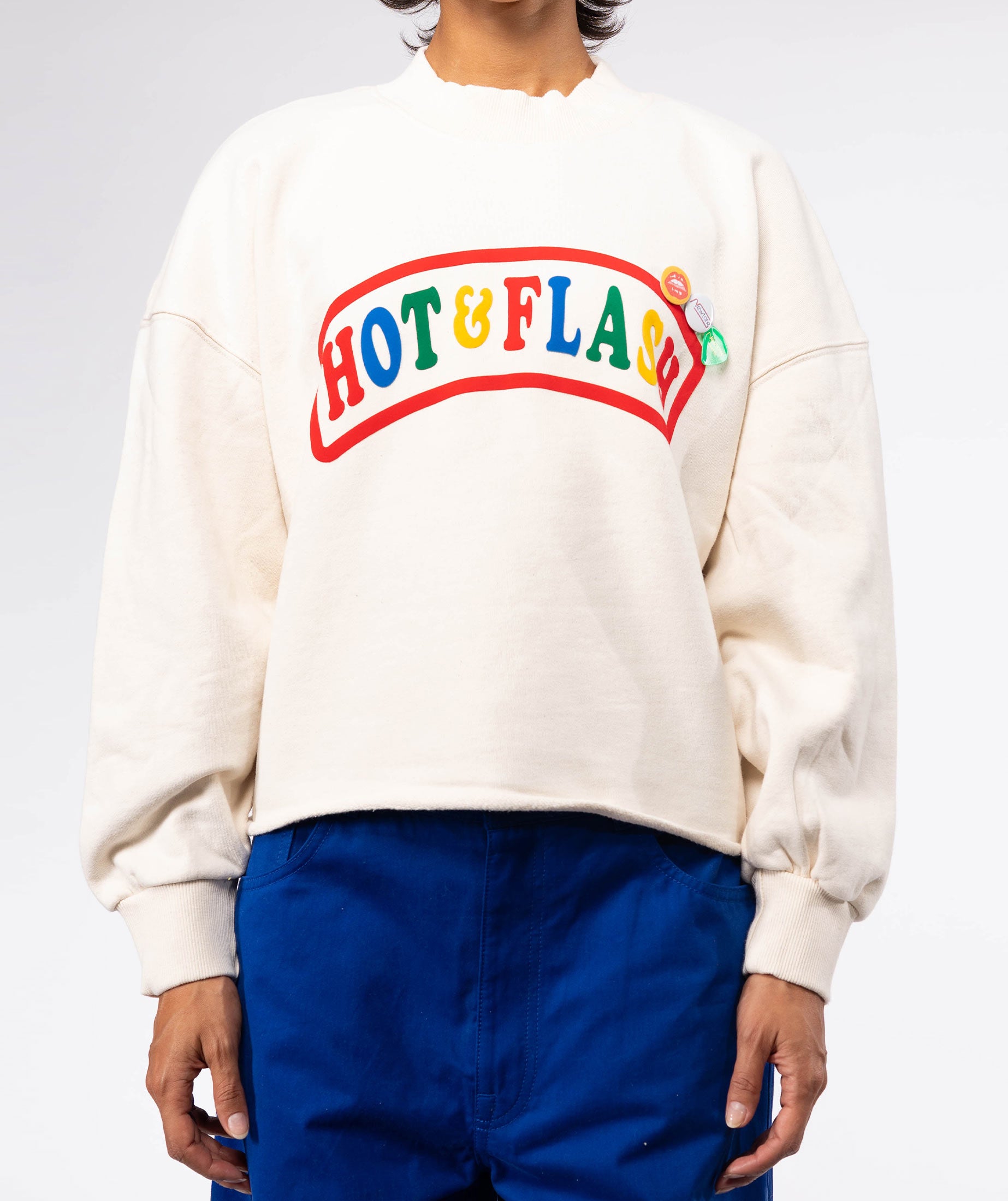 Natural "HOT" crop sweatshirt