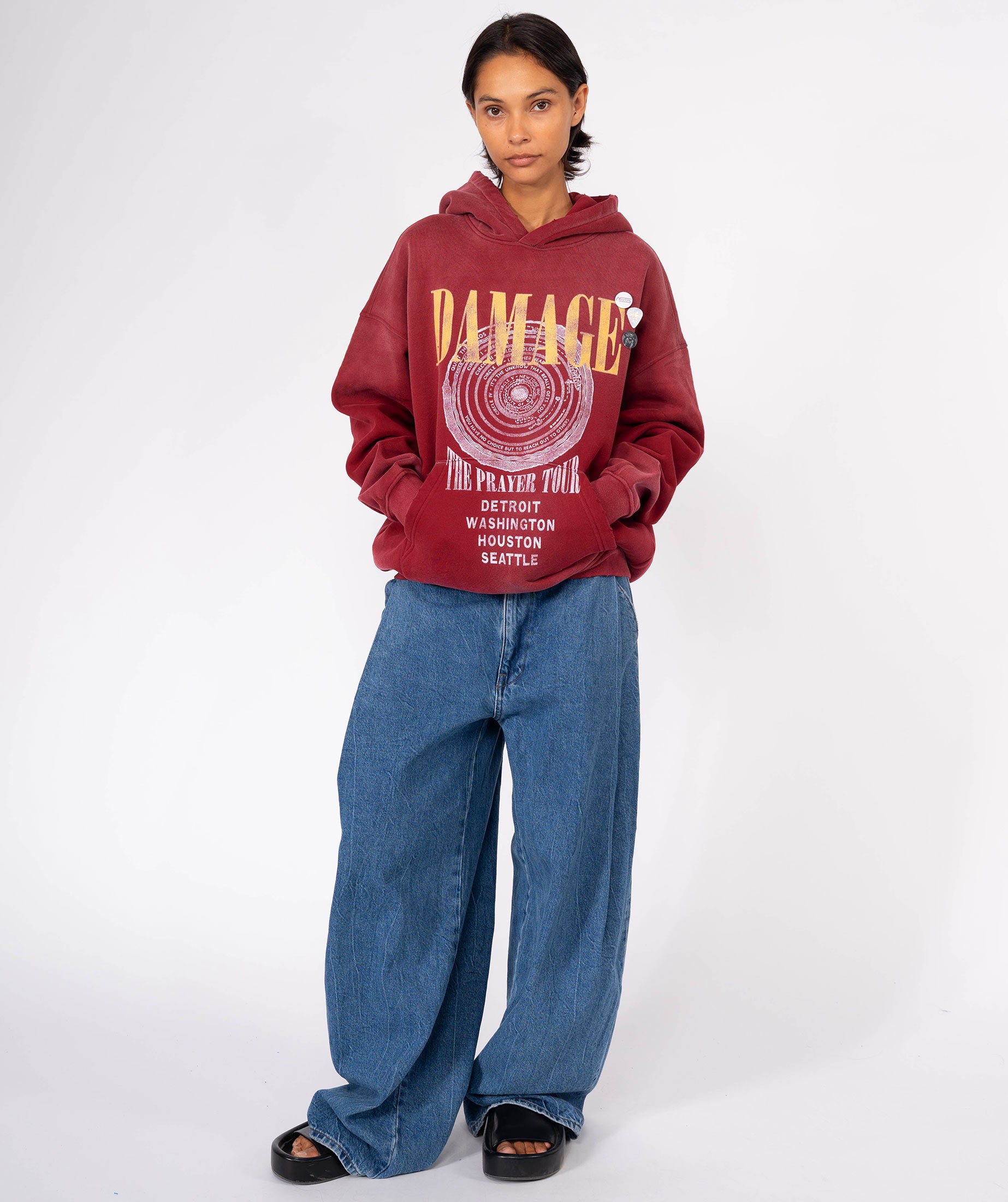 Vintage red "DAMAGE" Skyler hoodie