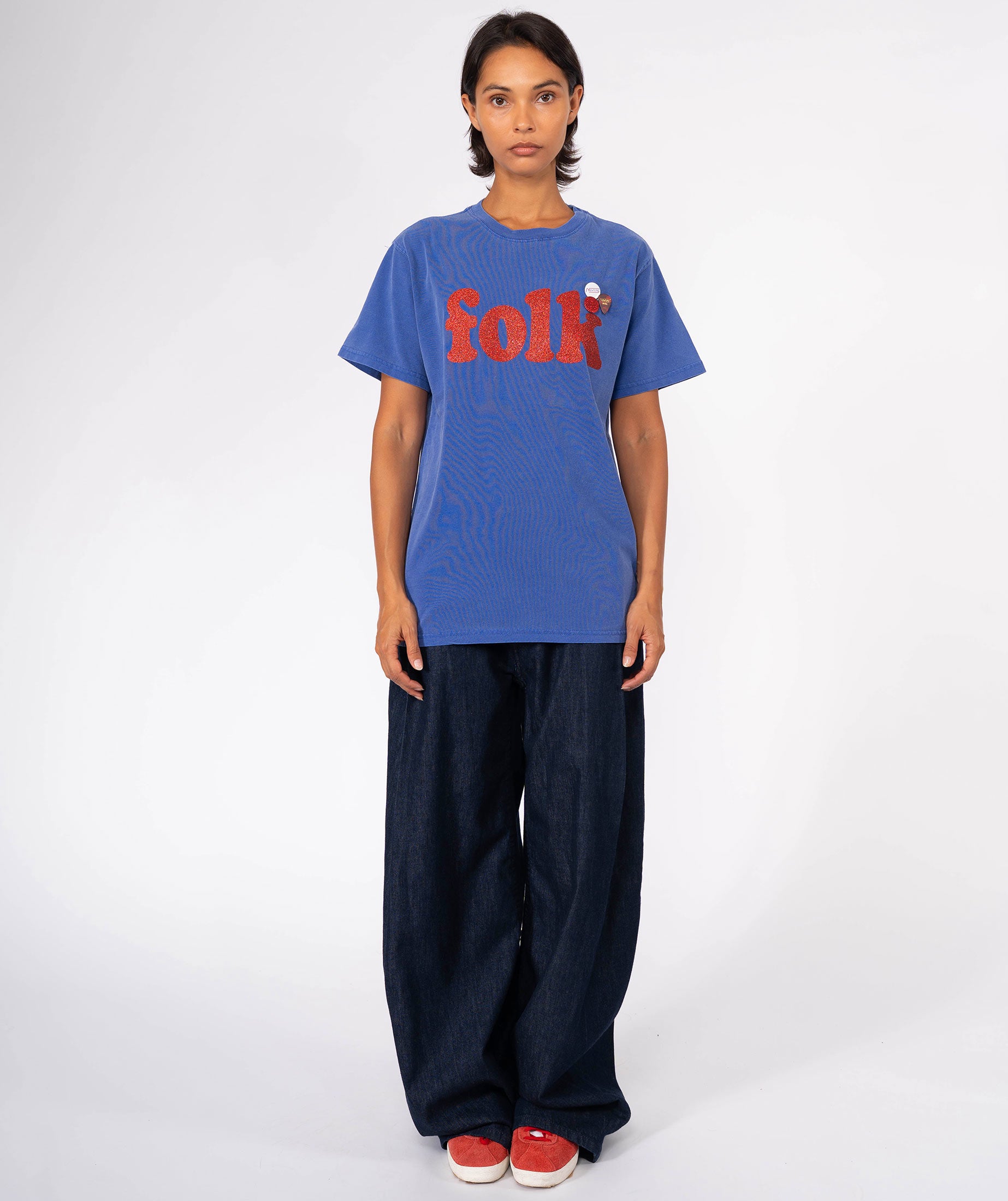 FOLK" flo blue trucker tee shirt