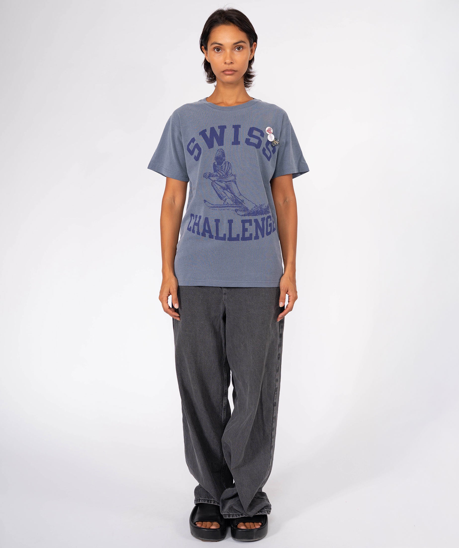 SWISS" trucker denim tee shirt