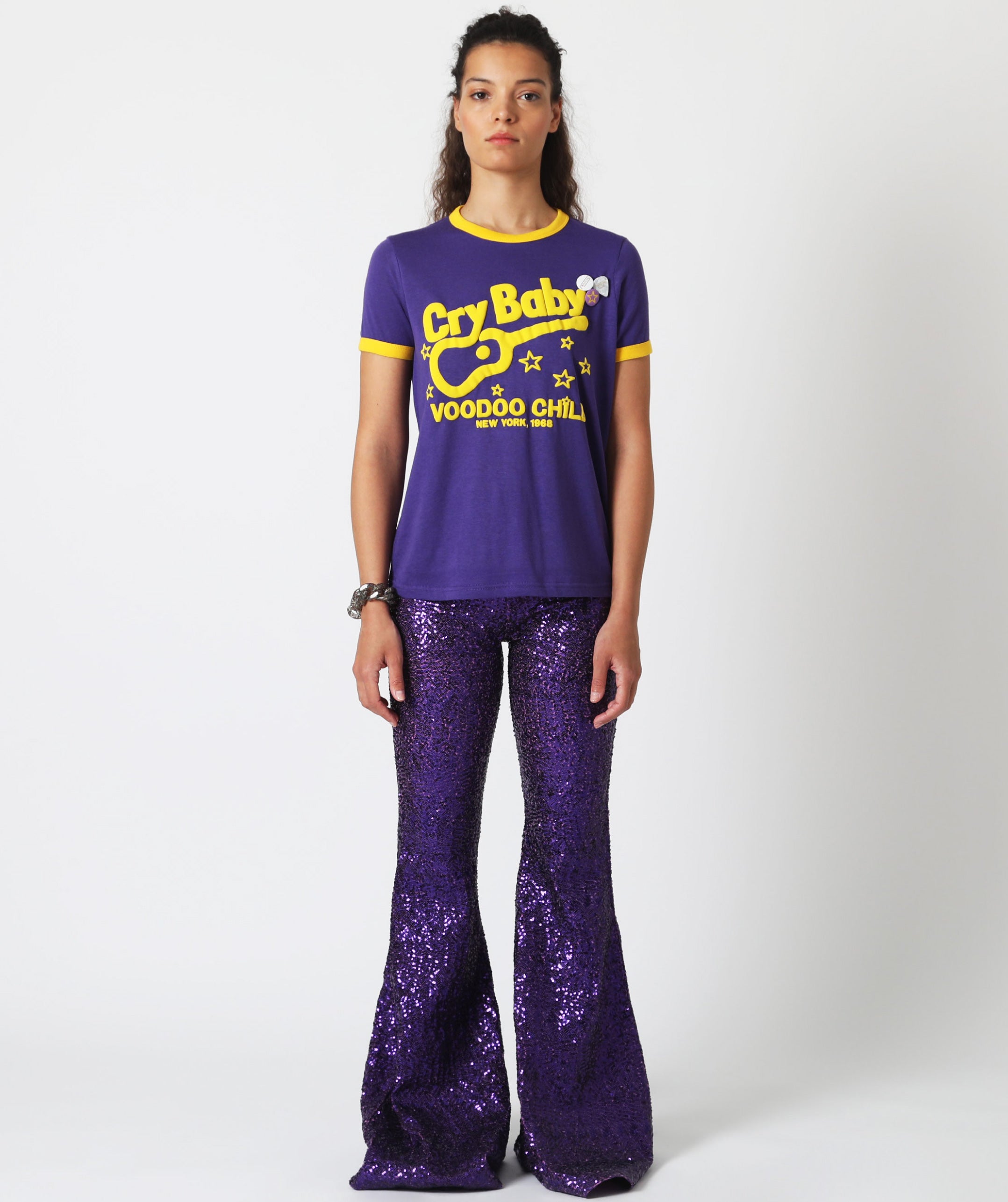 Purple ringer tee shirt "CRY BABY"