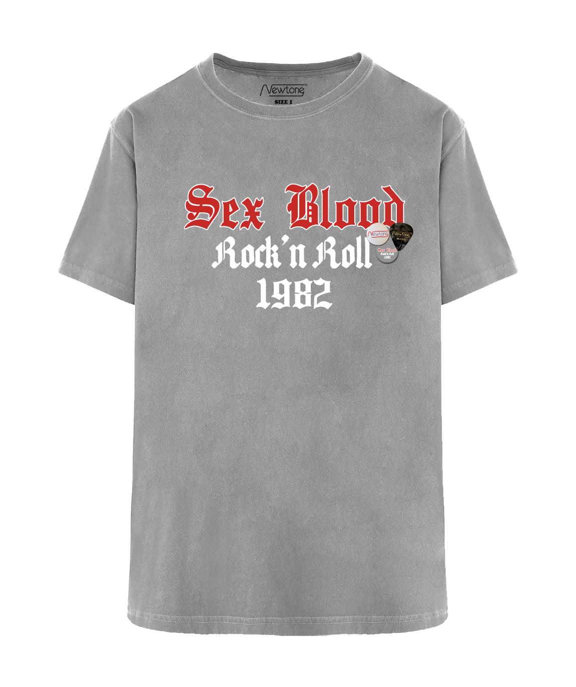 Grey trucker tee "BLOOD" - Newtone