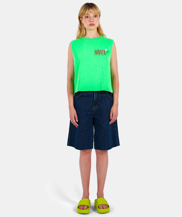 Tee shirt dyer neon green "BRAND SS24