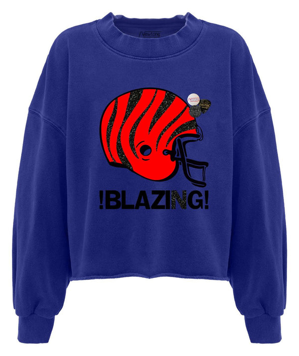 Sweatshirt crop wear royal "BLAZING" - Newtone