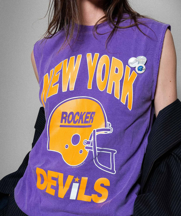 DEVILS" biker tee shirt purple - Newtone