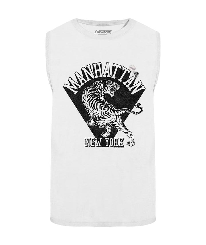 Sleeveless T-shirt off white "MANHATTAN" - Newtone