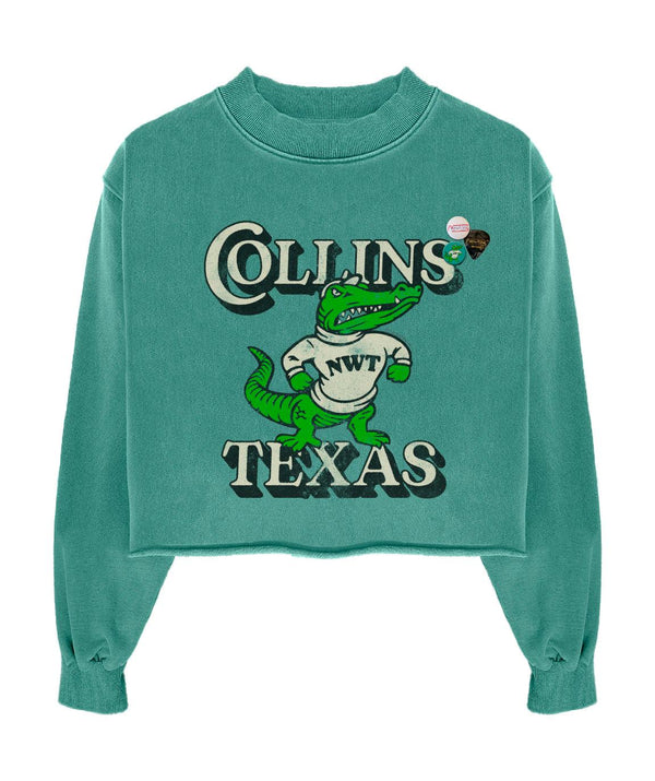 Sweatshirt crop wear light green "COLLINS" - Newtone