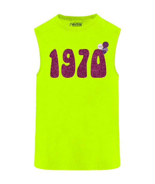 Tee shirt biker neon yellow "1970 SS23