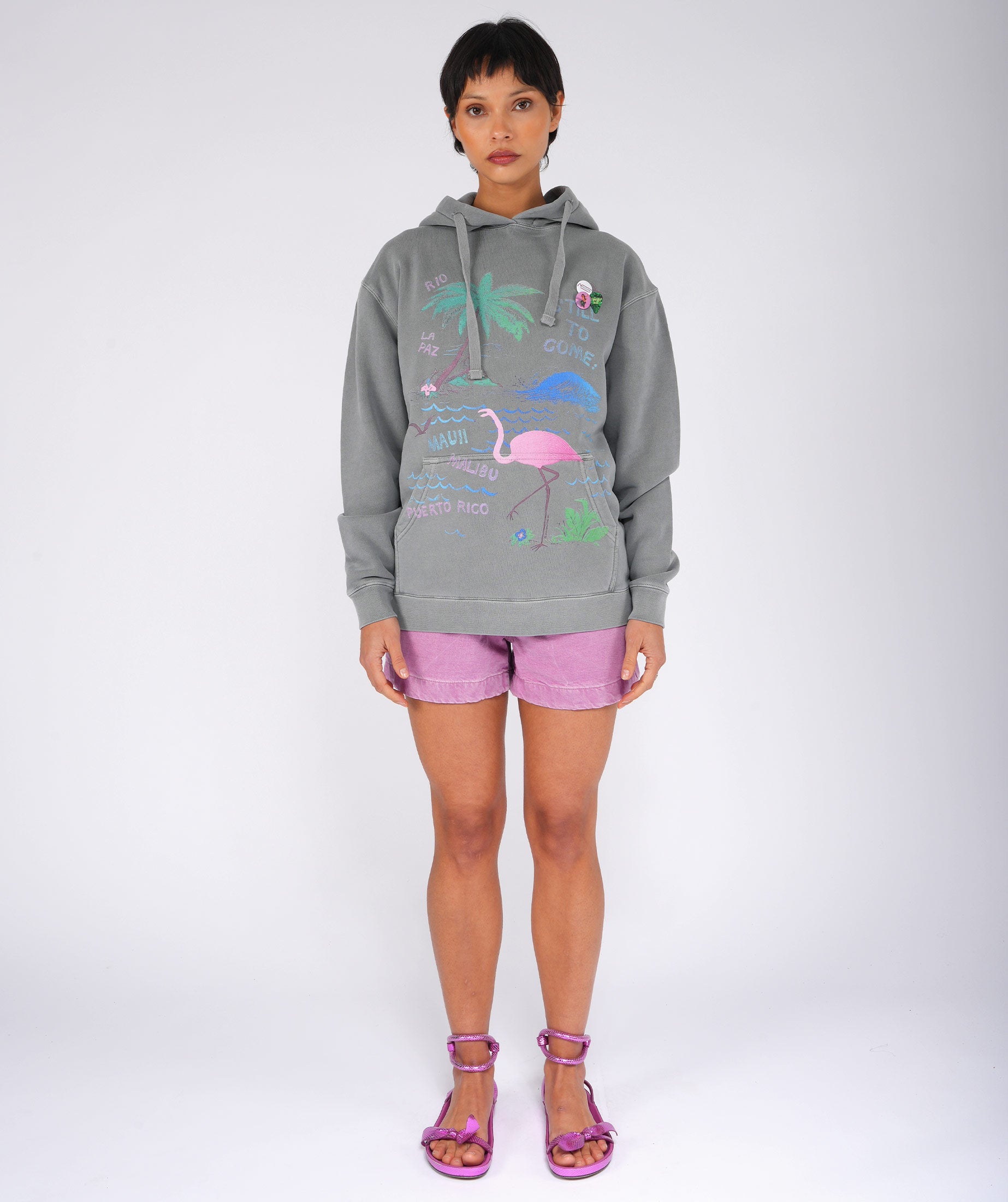 Hoodie jagger grey "FLAMINGO"