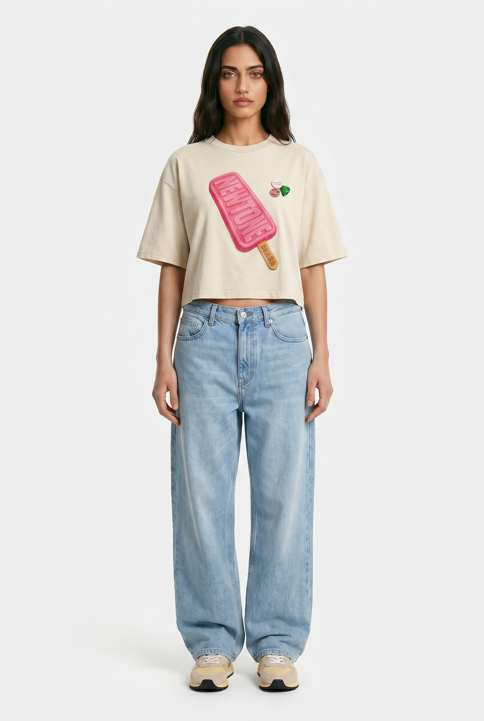 Tee shirt crop crooper natural "FREEZE"