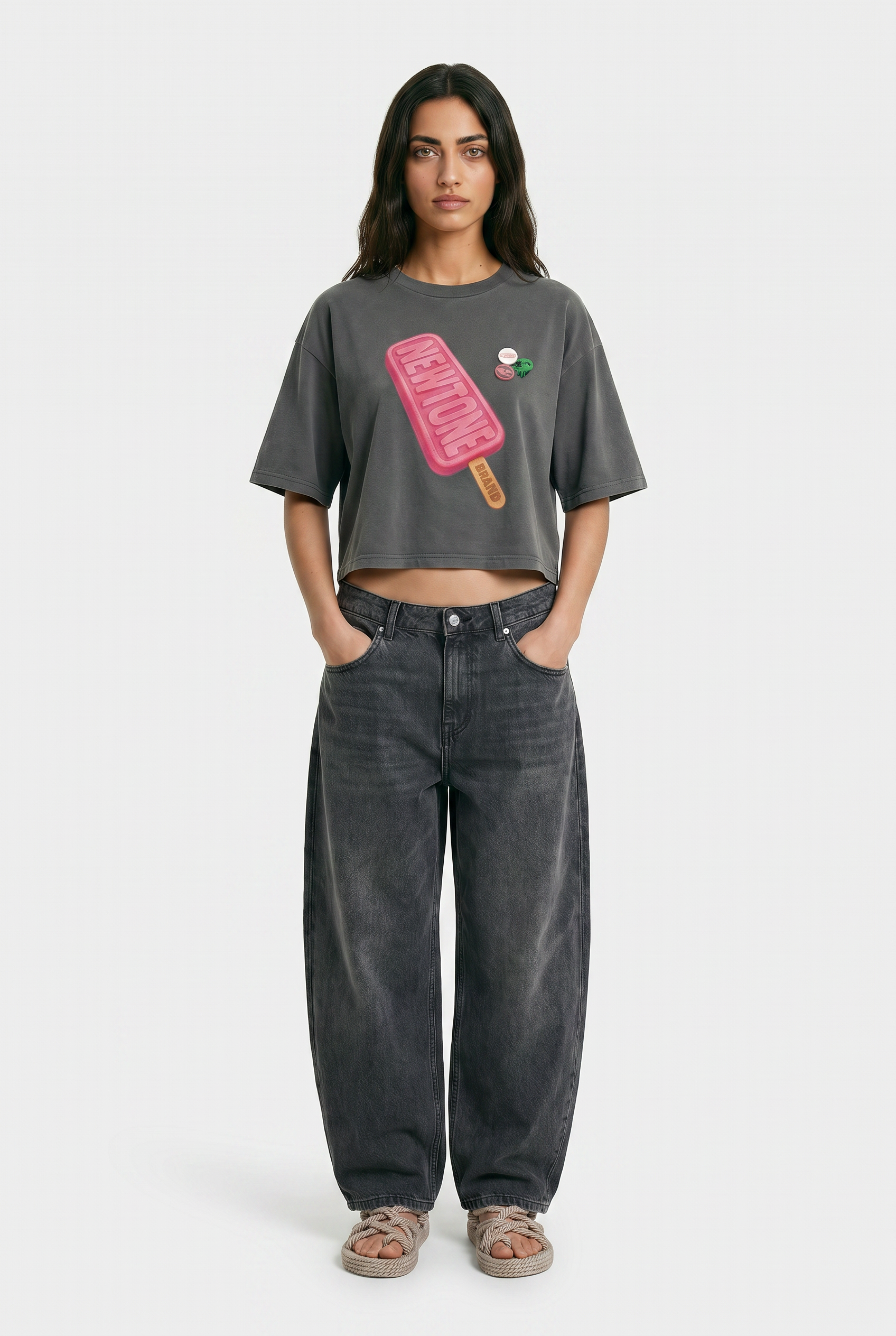 Tee shirt crop crooper pepper "FREEZE"