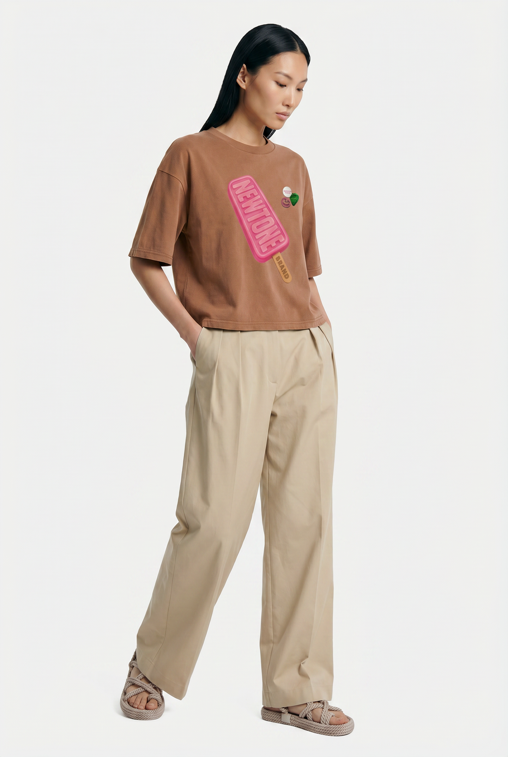 Tee shirt crop crooper yam "FREEZE"