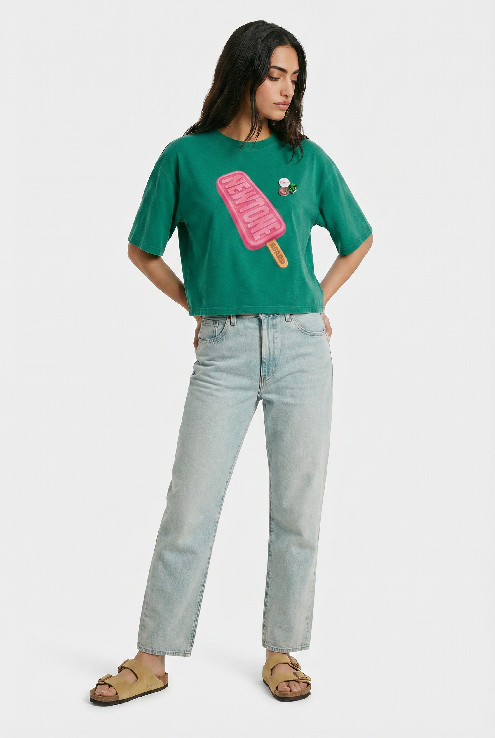 Tee shirt crop crooper apple "FREEZE"