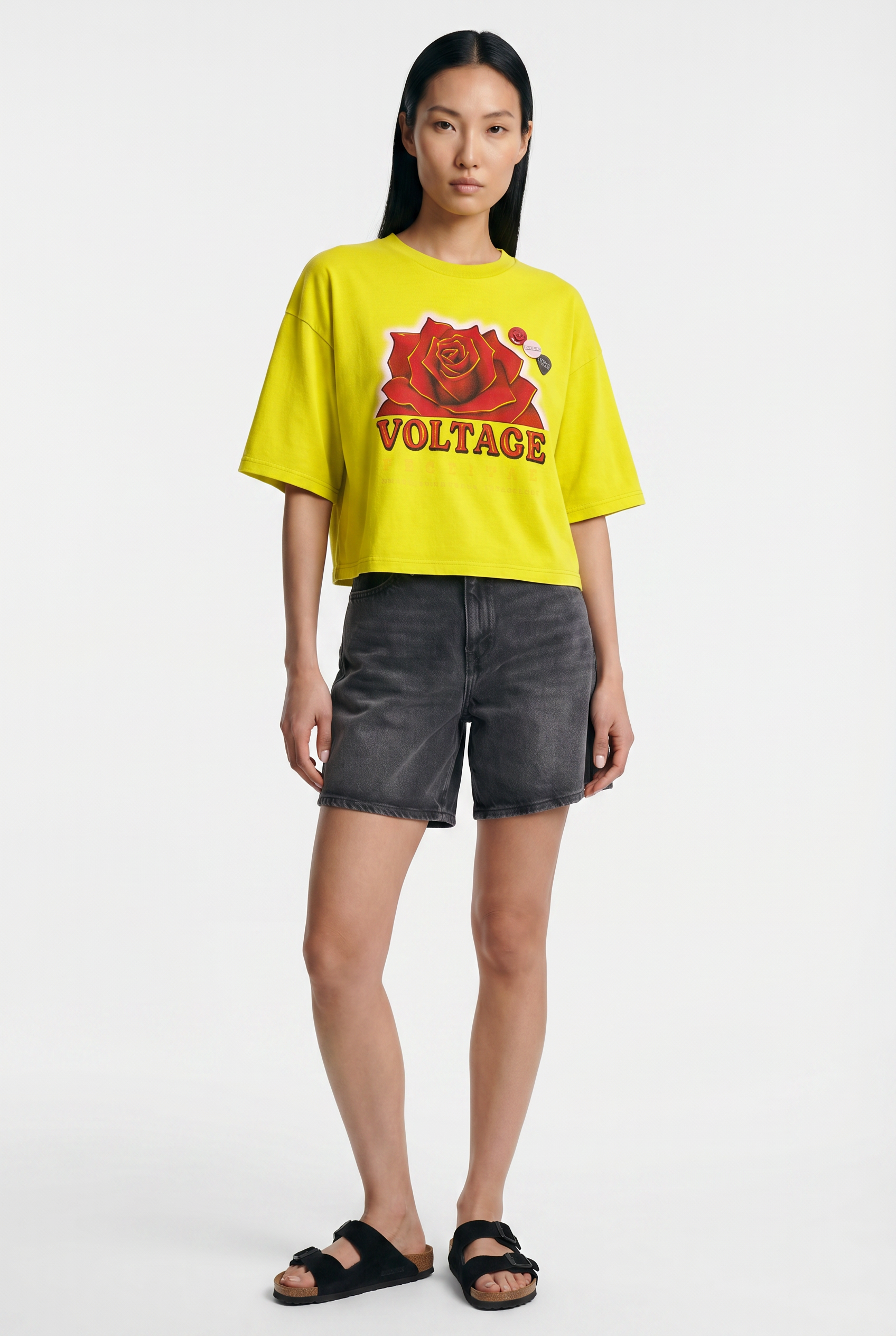 Tee shirt crop crooper sun "VOLTAGE"