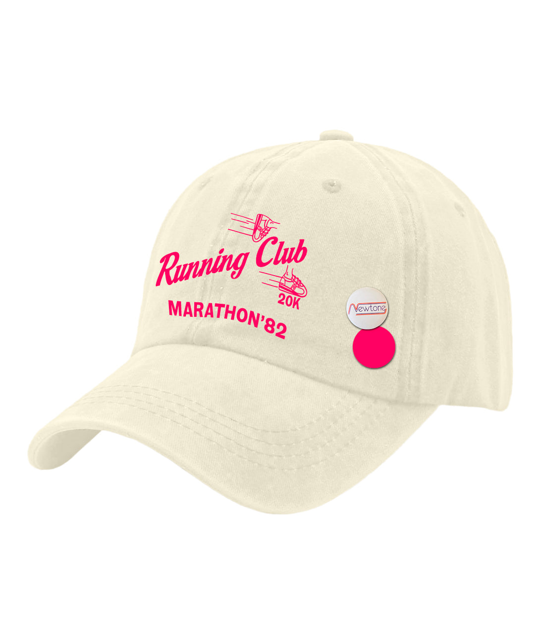 Casquette blanche et imprimé neon pink