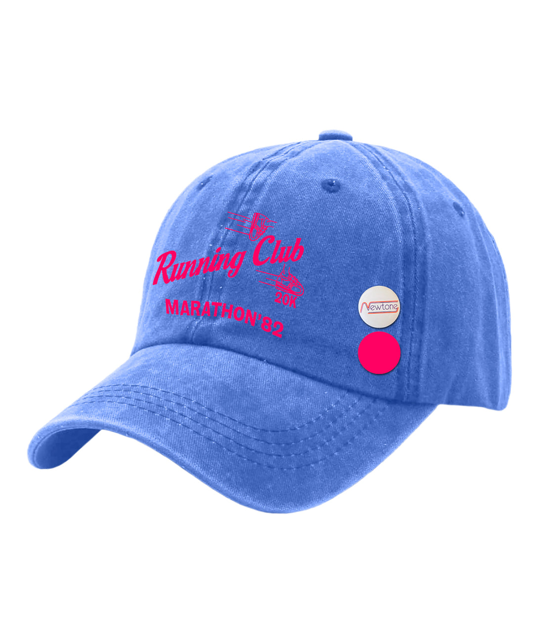 Casquette bleu et imprimé neon pink