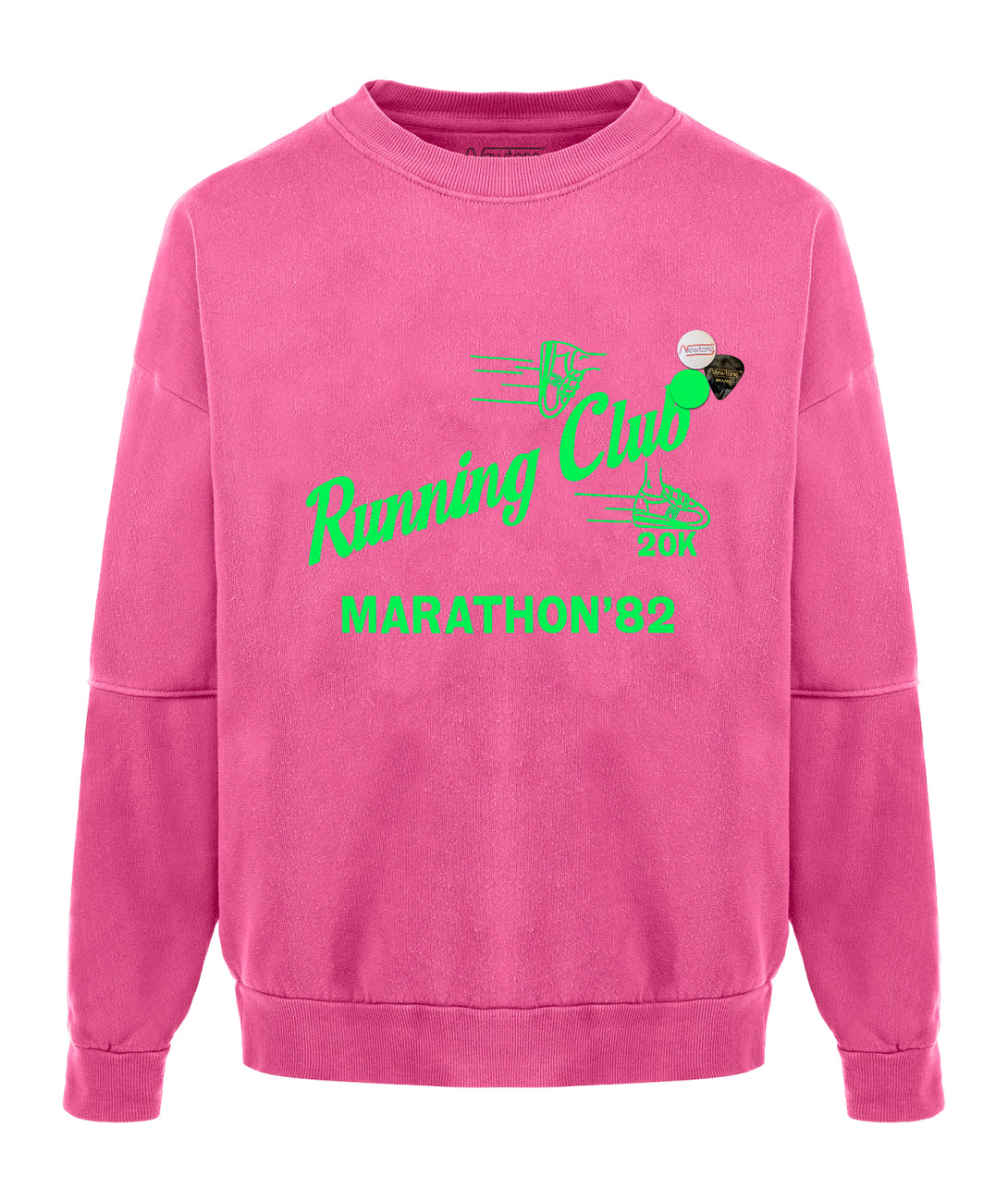 Sweatshirt rose et imprimé vert fluo