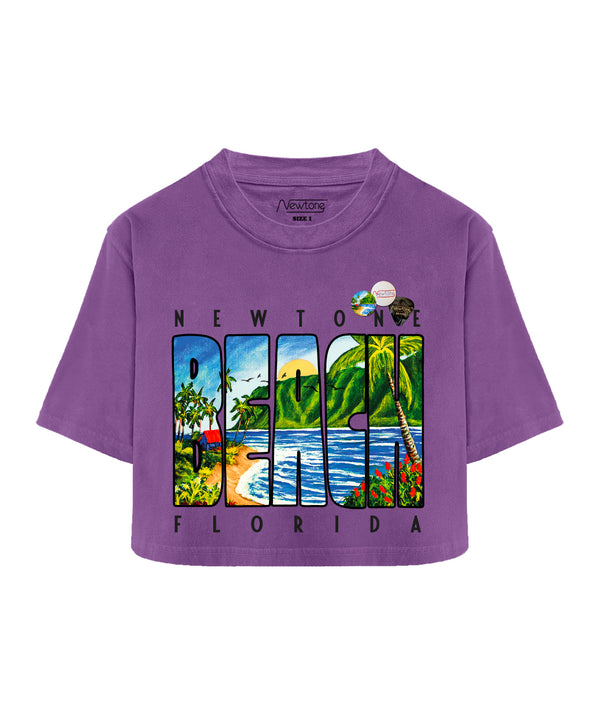 Purple crooper t-shirt "BEACH"