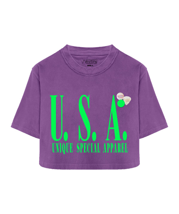 Purple crooper t-shirt "USA" 