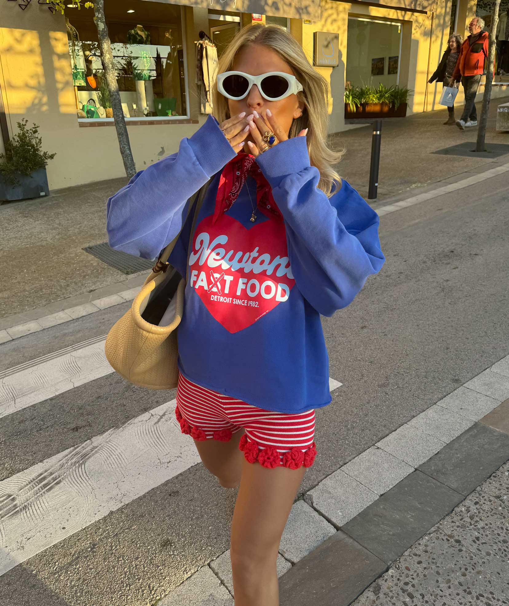 Sweatshirt crop porter flo blue "FAST SS24"