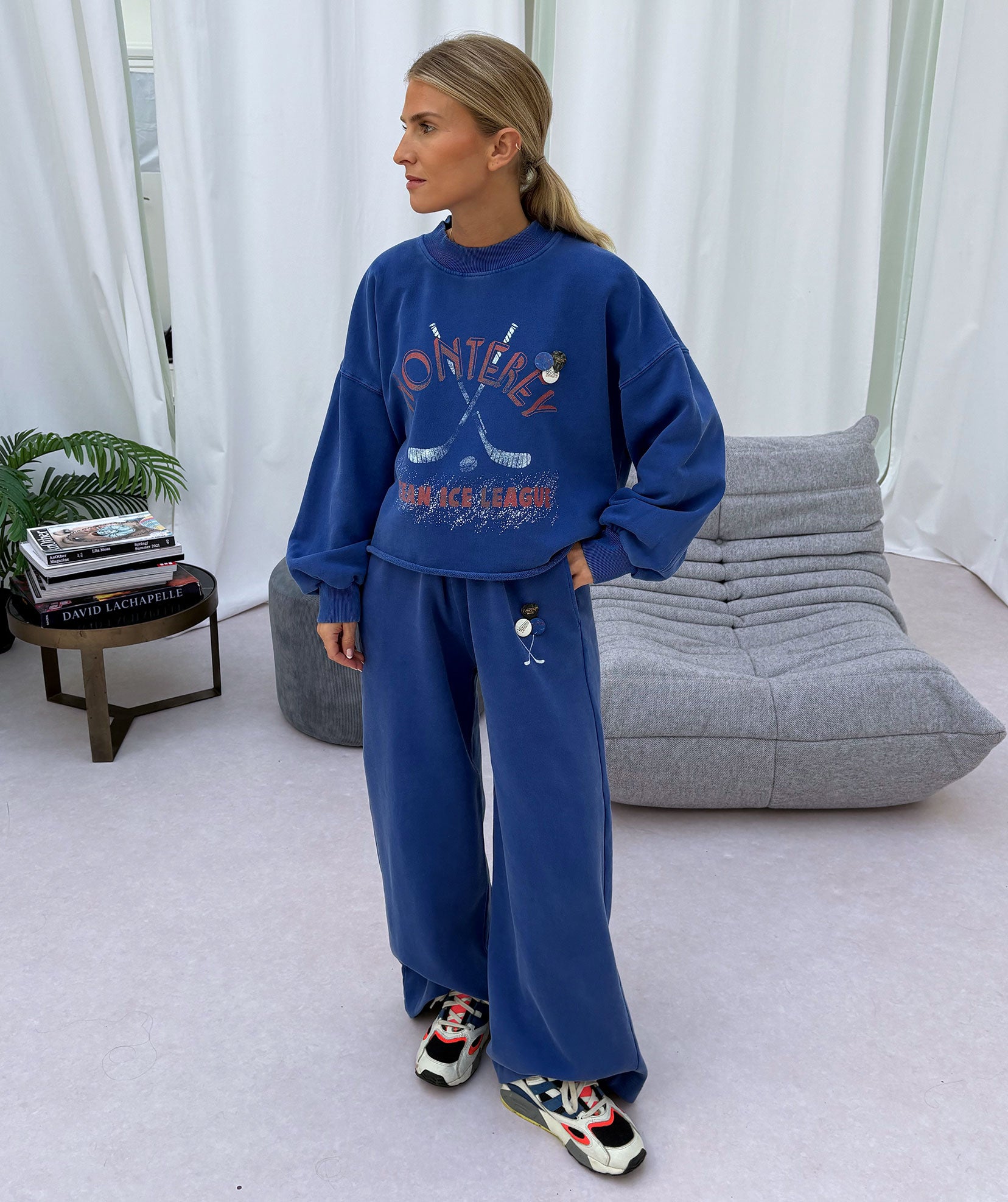 Sweatshirt crop porter royal "MONTEREY"