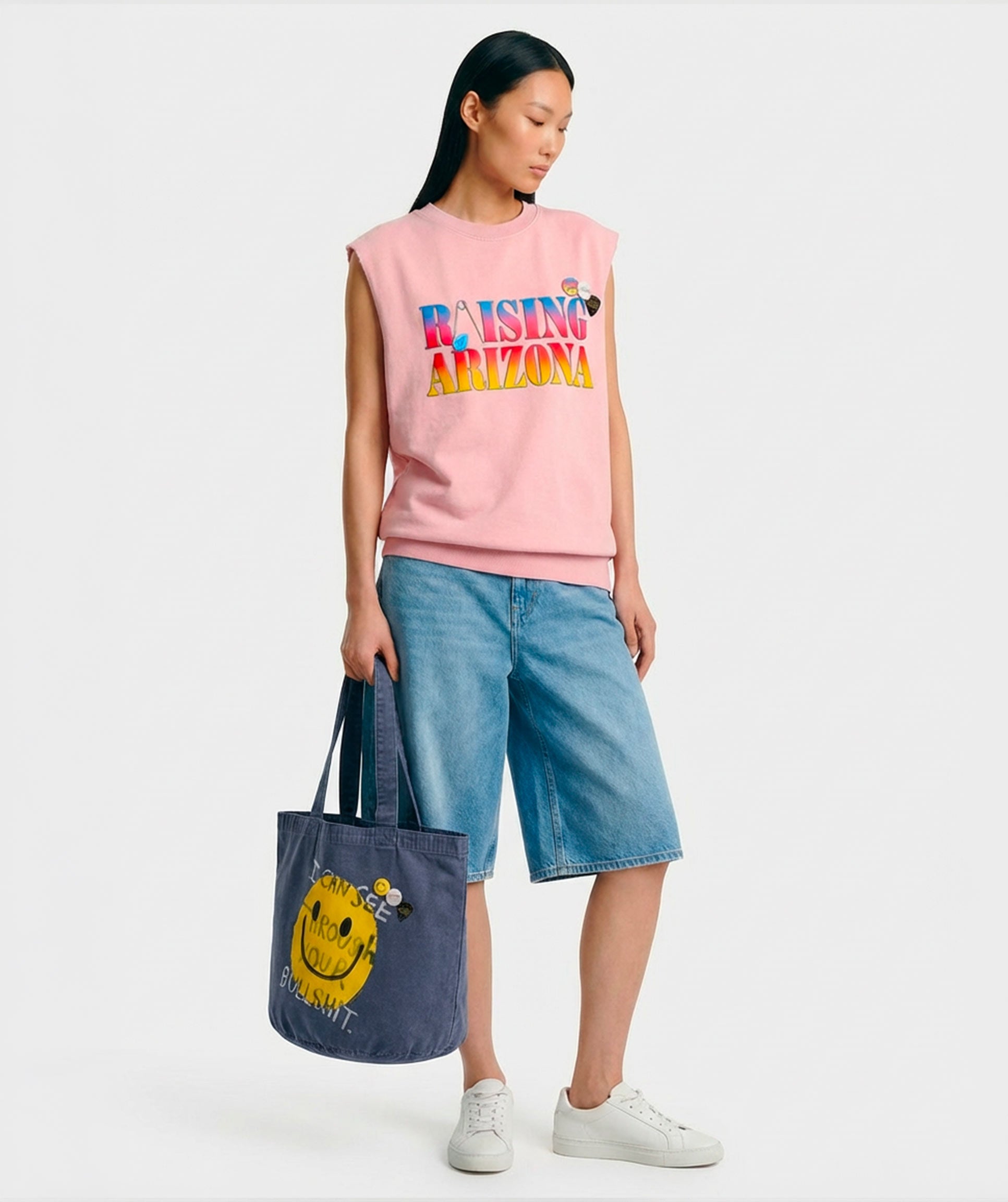 Sac cabas denim april "BULLSHIT"