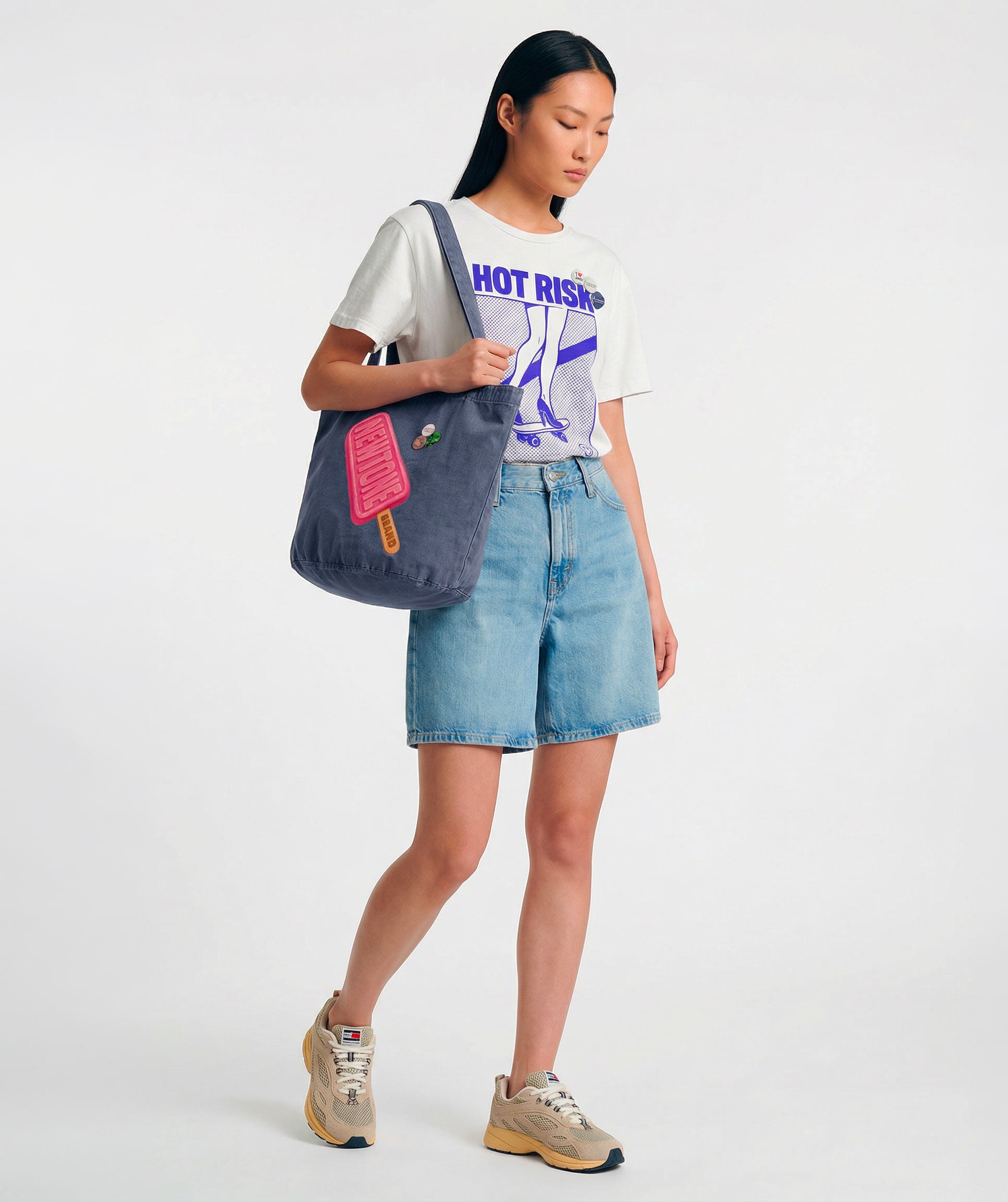 denim "FREEZE" denim Tote Bag