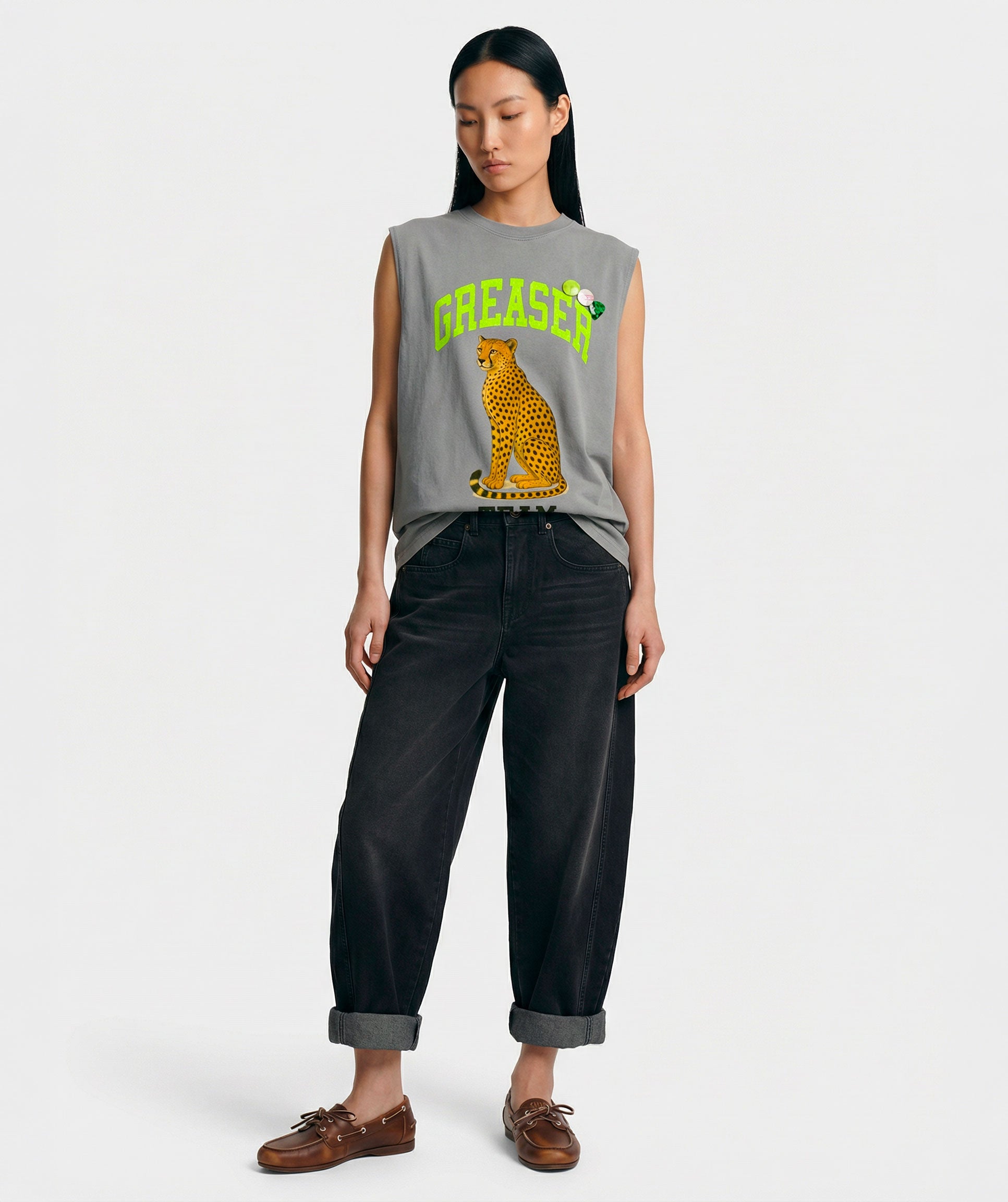 Tee shirt biker grey "GREASER"