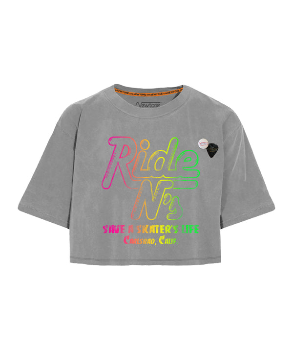 Tee shirt crop crooper grey "RIDE"