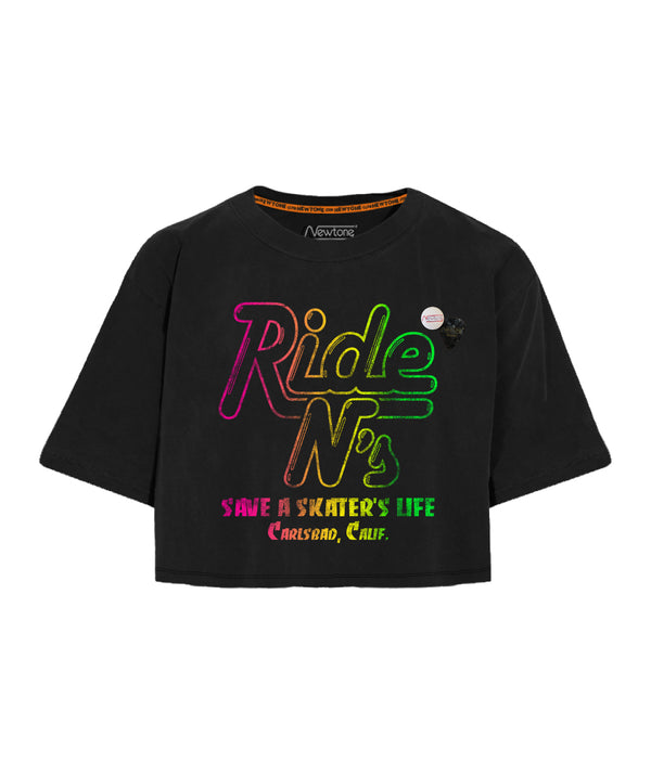 Tee shirt crop crooper night "RIDE"