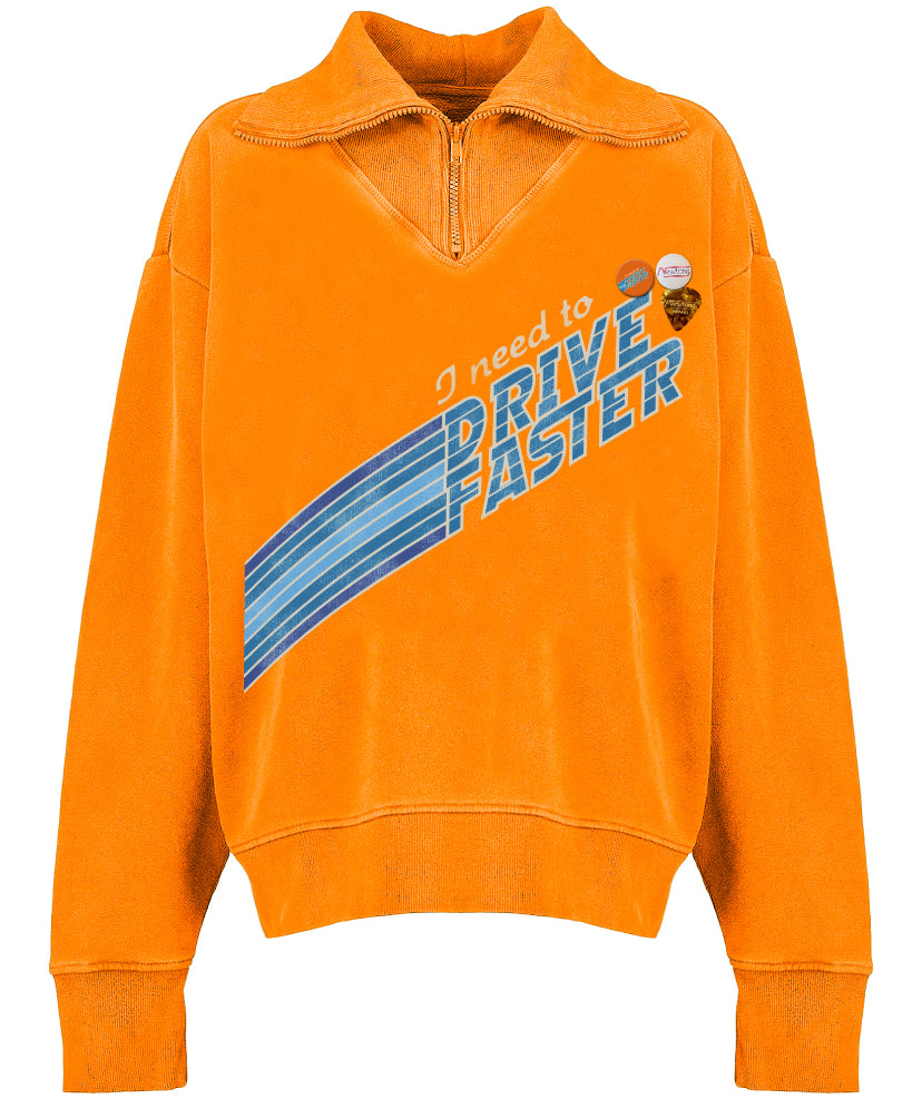 Sweatshirt driver burn "FASTER"